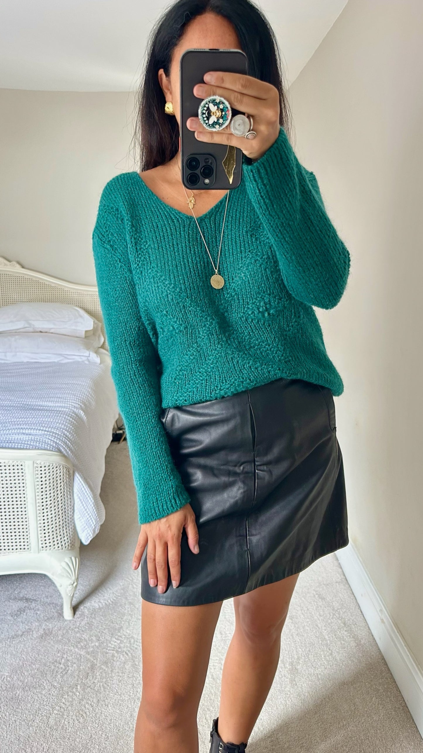 Antoine & lili french teal green mohair high low jumper medium UK 10 vgc w25