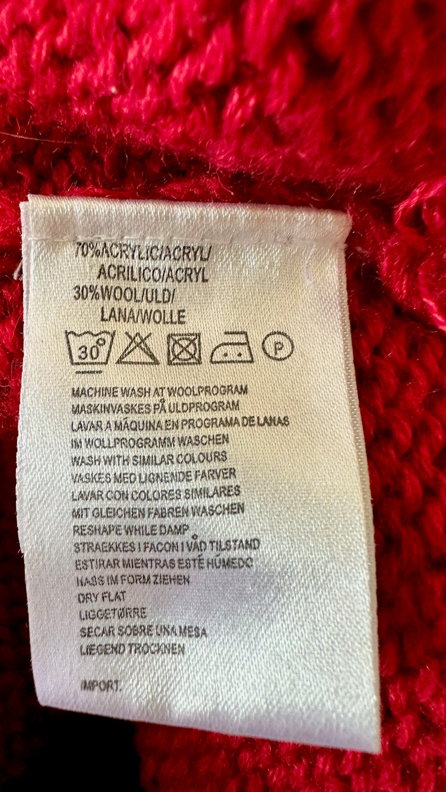 ICHI red vintage look wool blend jumper medium UK 10 vgc w25