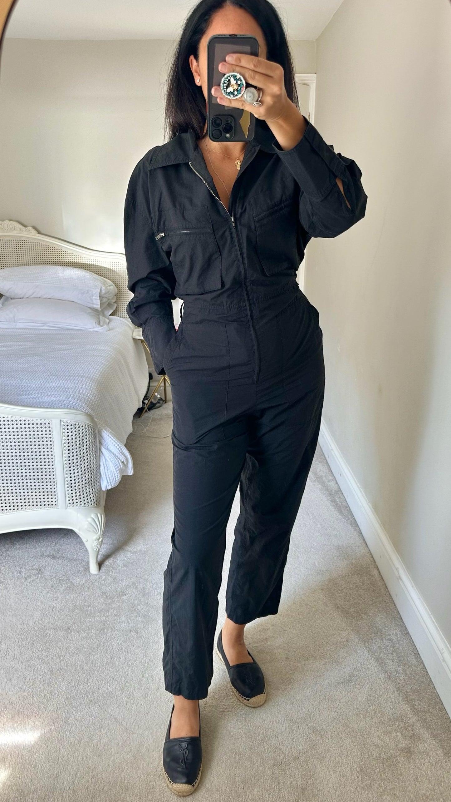 & other stories black boiler jumpsuit shell suit medium UK 10 vgc w25