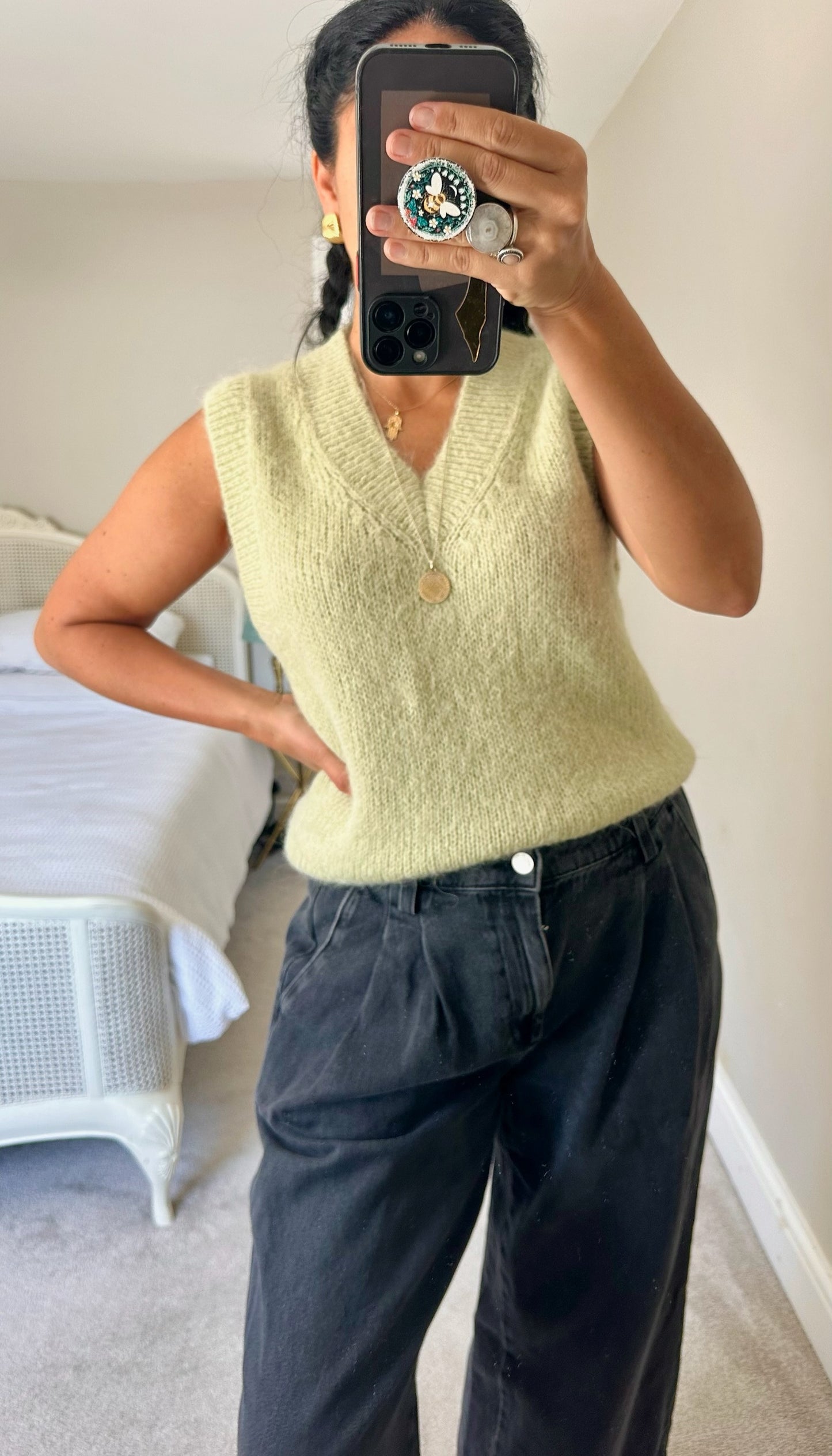 & other stories alpaca blend lime mint sage knitted vest medium UK 10 vgc w25