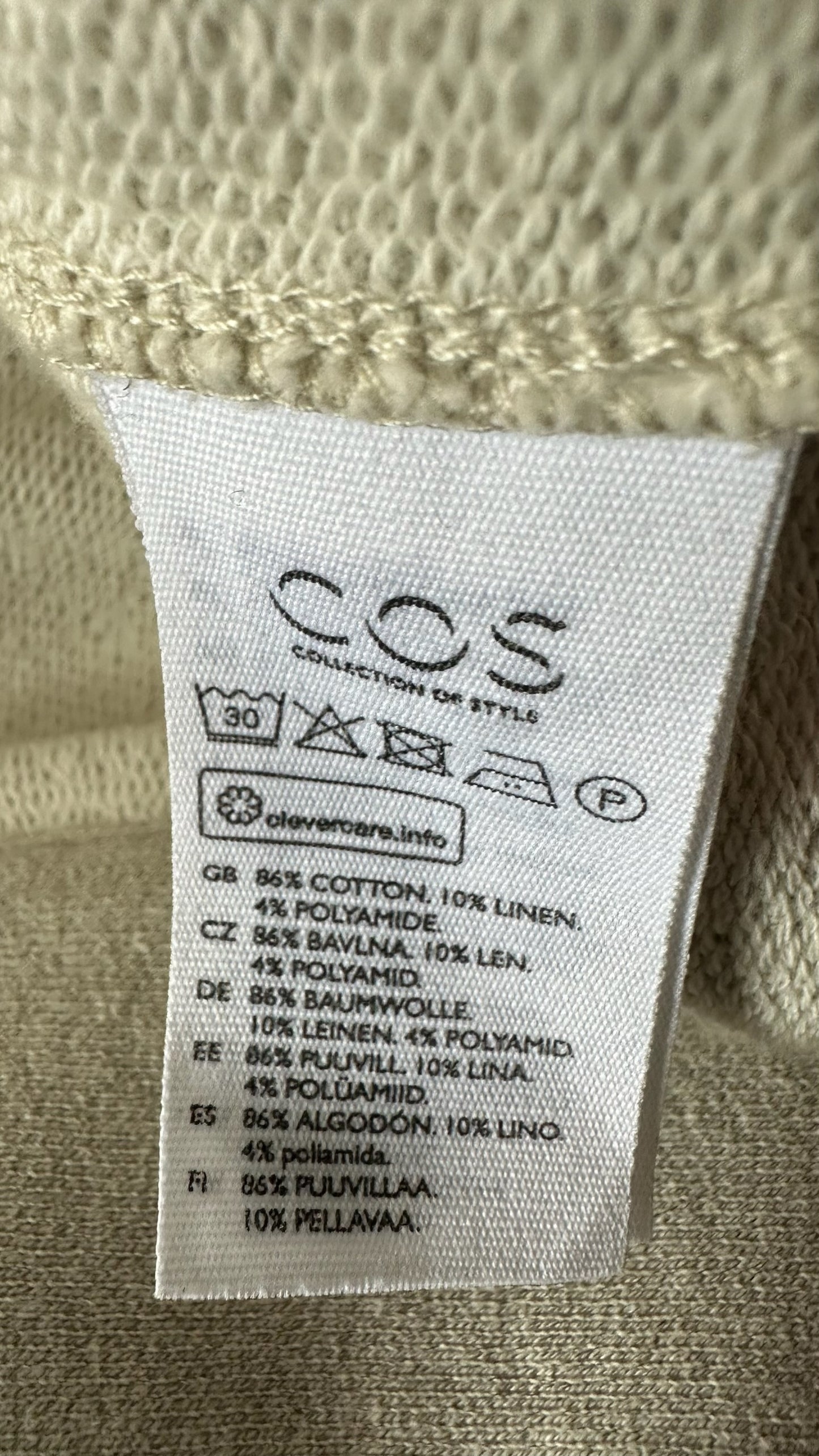 COS cream stone linen blend wraparound kimono cardigan large UK 12 vgc w25