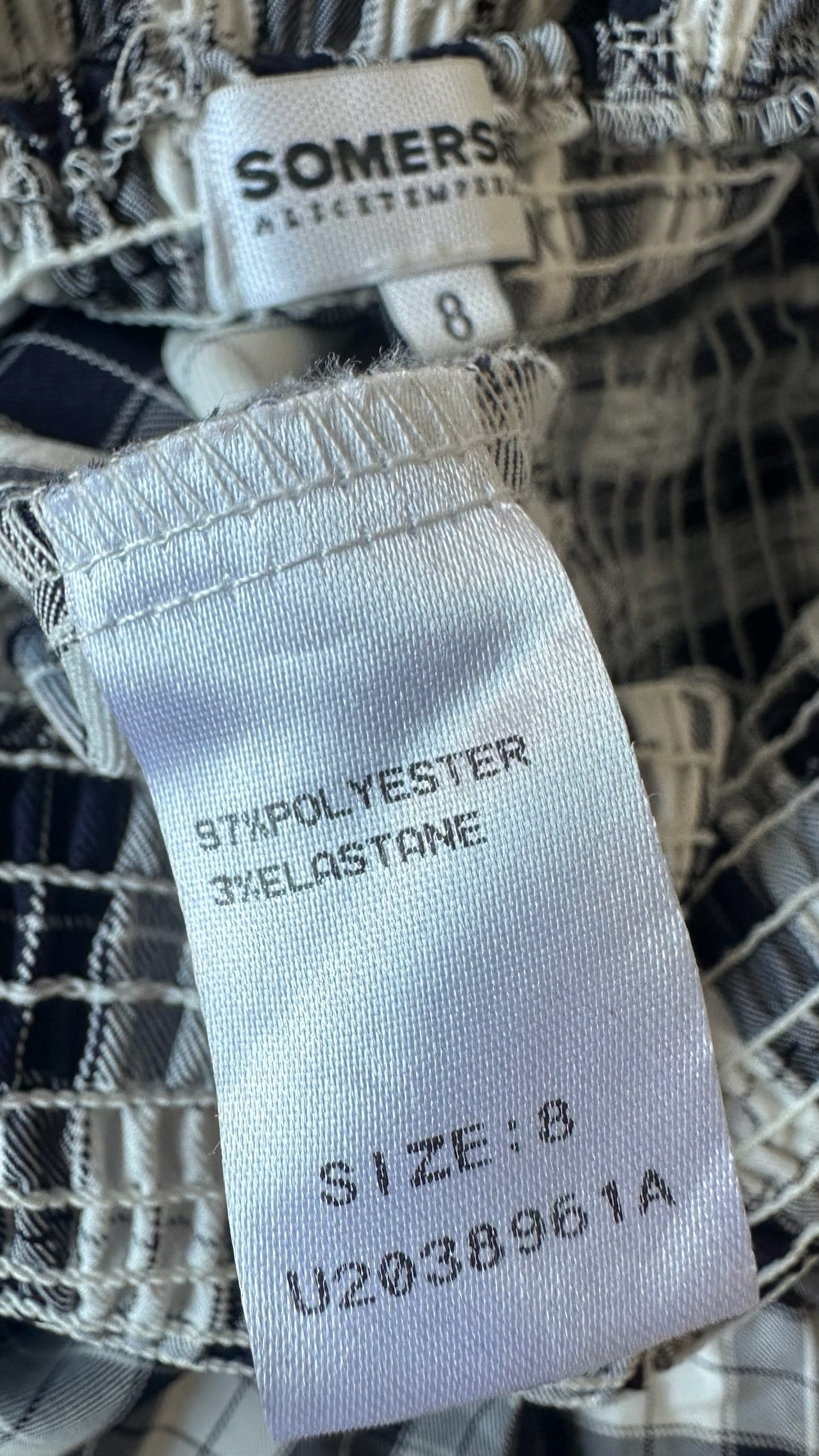 Somerset by Alice Temperley navy blue and white gingham check jumpsuit playsuit small medium UK 8-10 vgc
