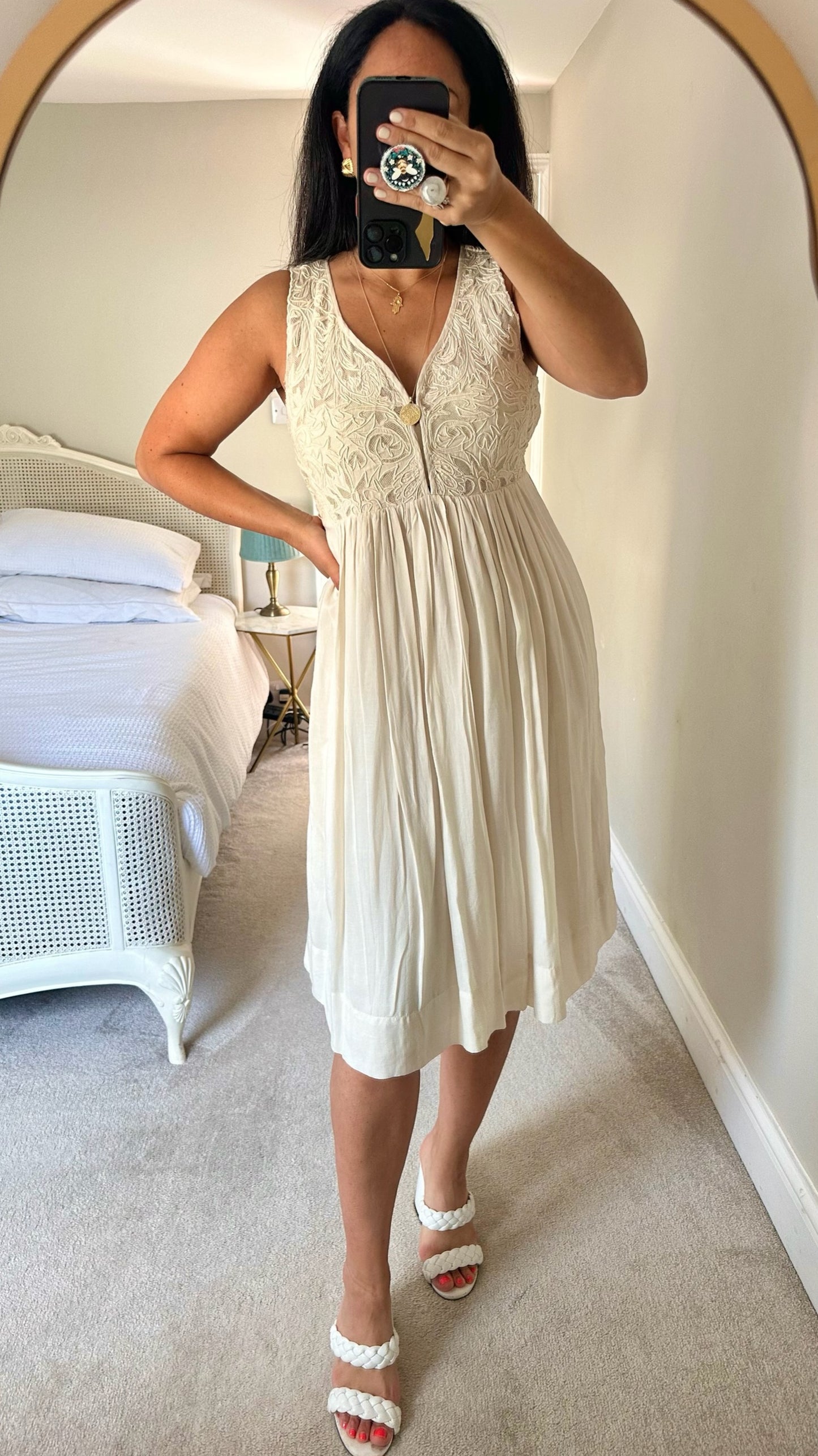Stella forest @ Anthropologie cream lace mid length dress small UK 8 vgc