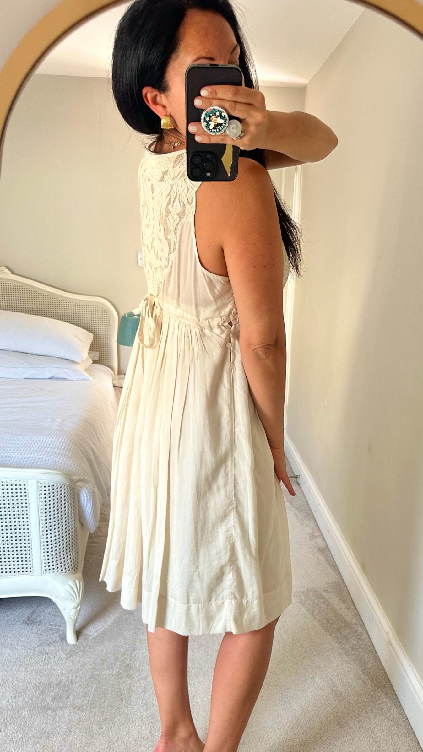 Stella forest @ Anthropologie cream lace mid length dress small UK 8 vgc
