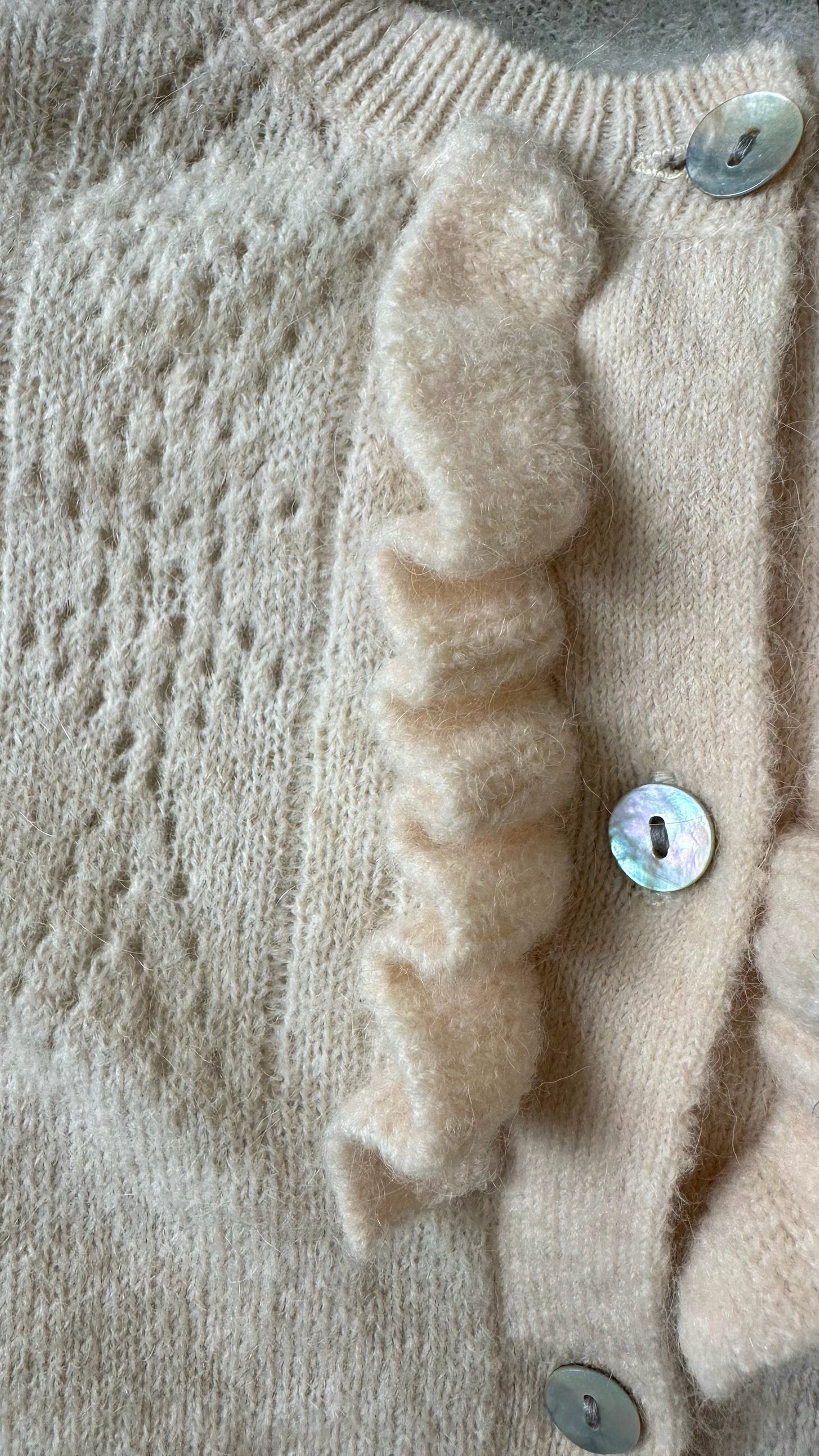 YAS cream white alpaca blend knitted cardigan extra large UK 14 vgc w25