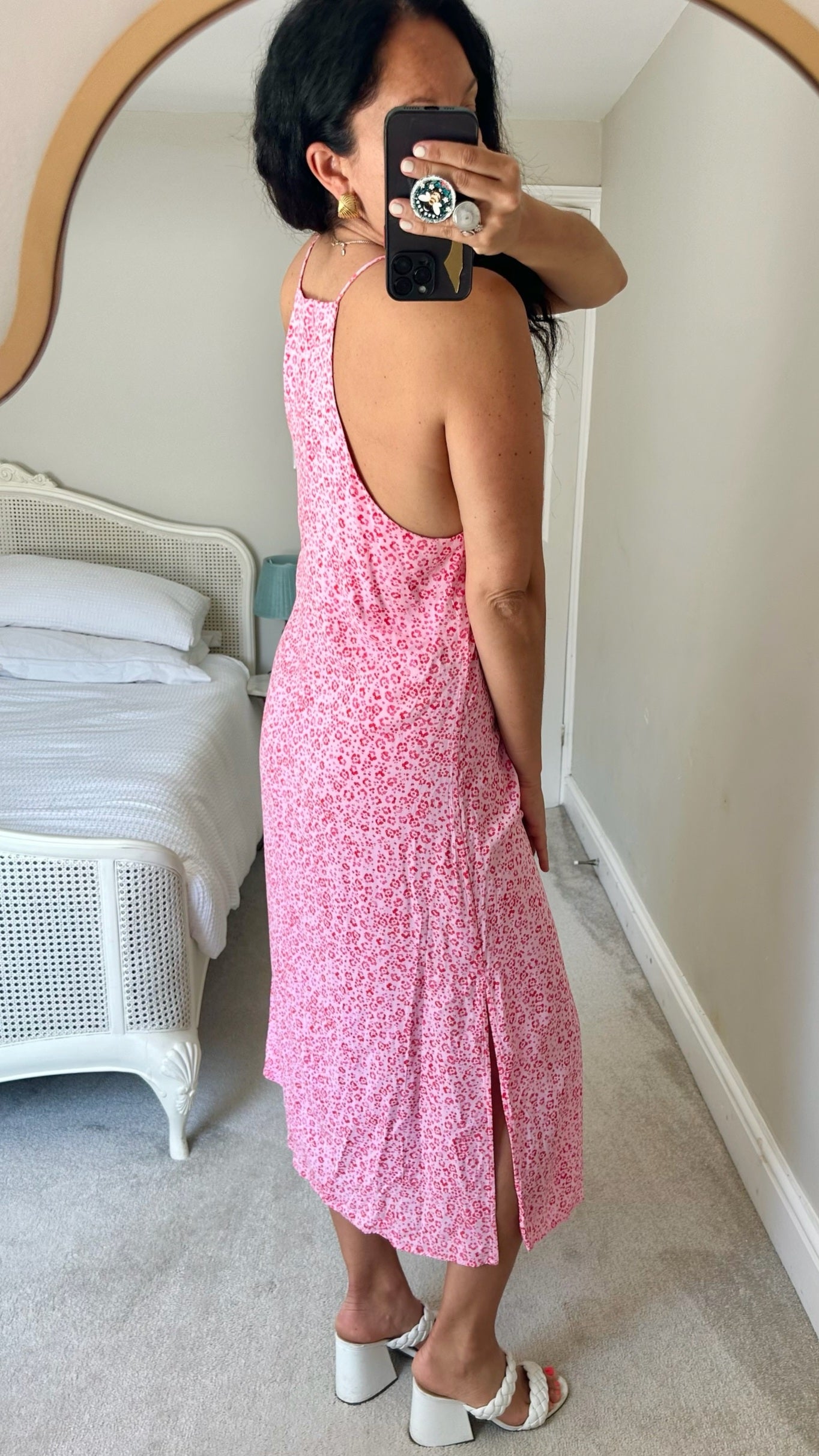 HUSH rose fuchsia pink leopard print maxi holiday dress extra large UK 14 vgc
