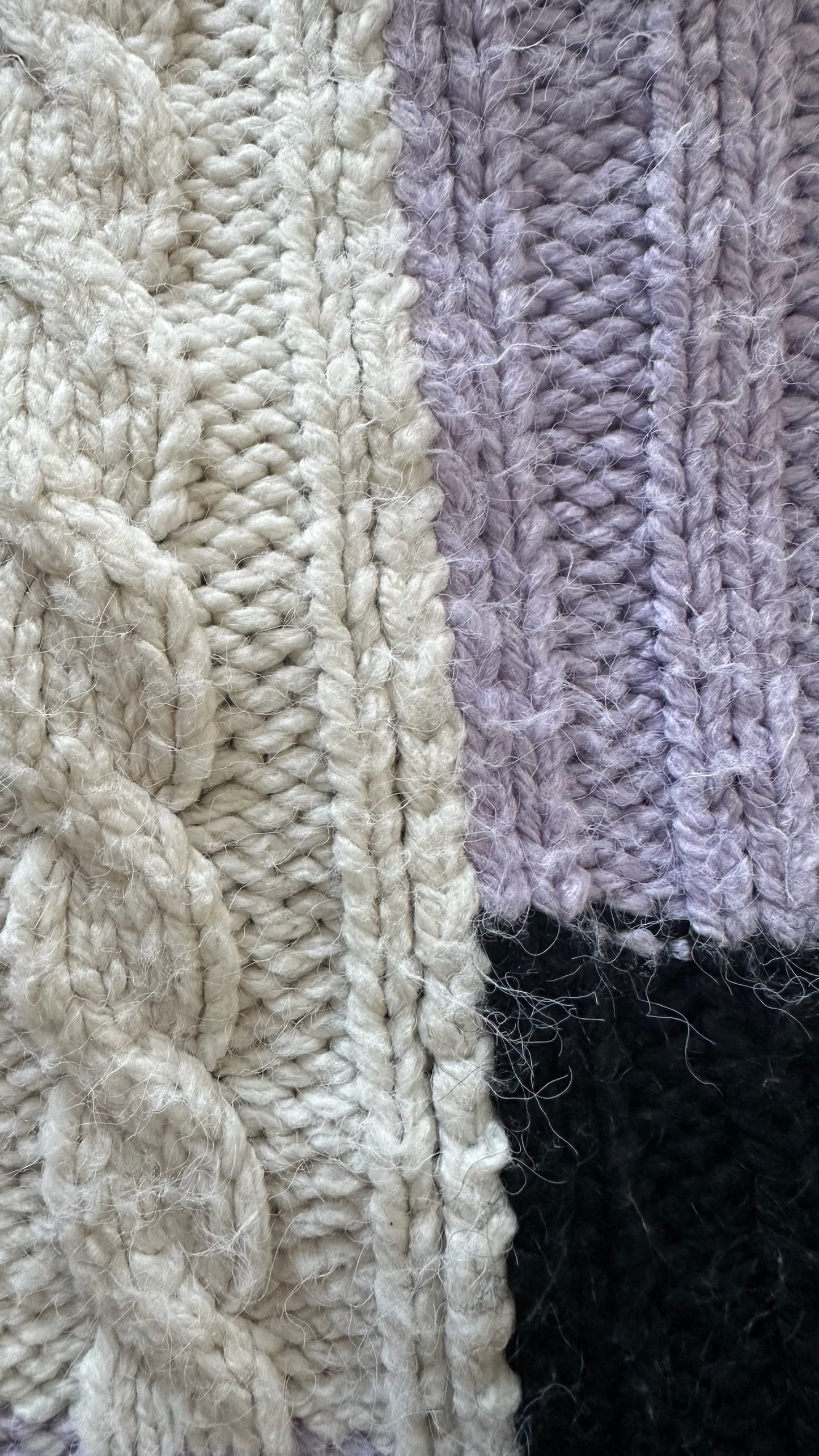 River island cream lilac black chunky knit oversized cable jumper small UK 8 vgc w25