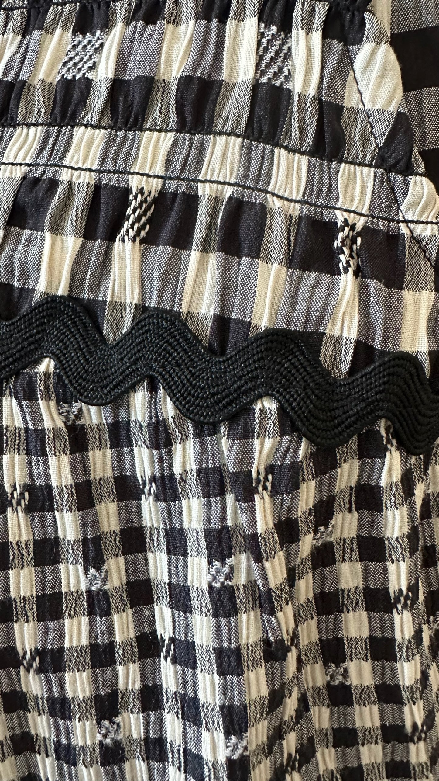 Oliver bonas black cream gingham check mini dress mini mediun UK 10 vgc w25