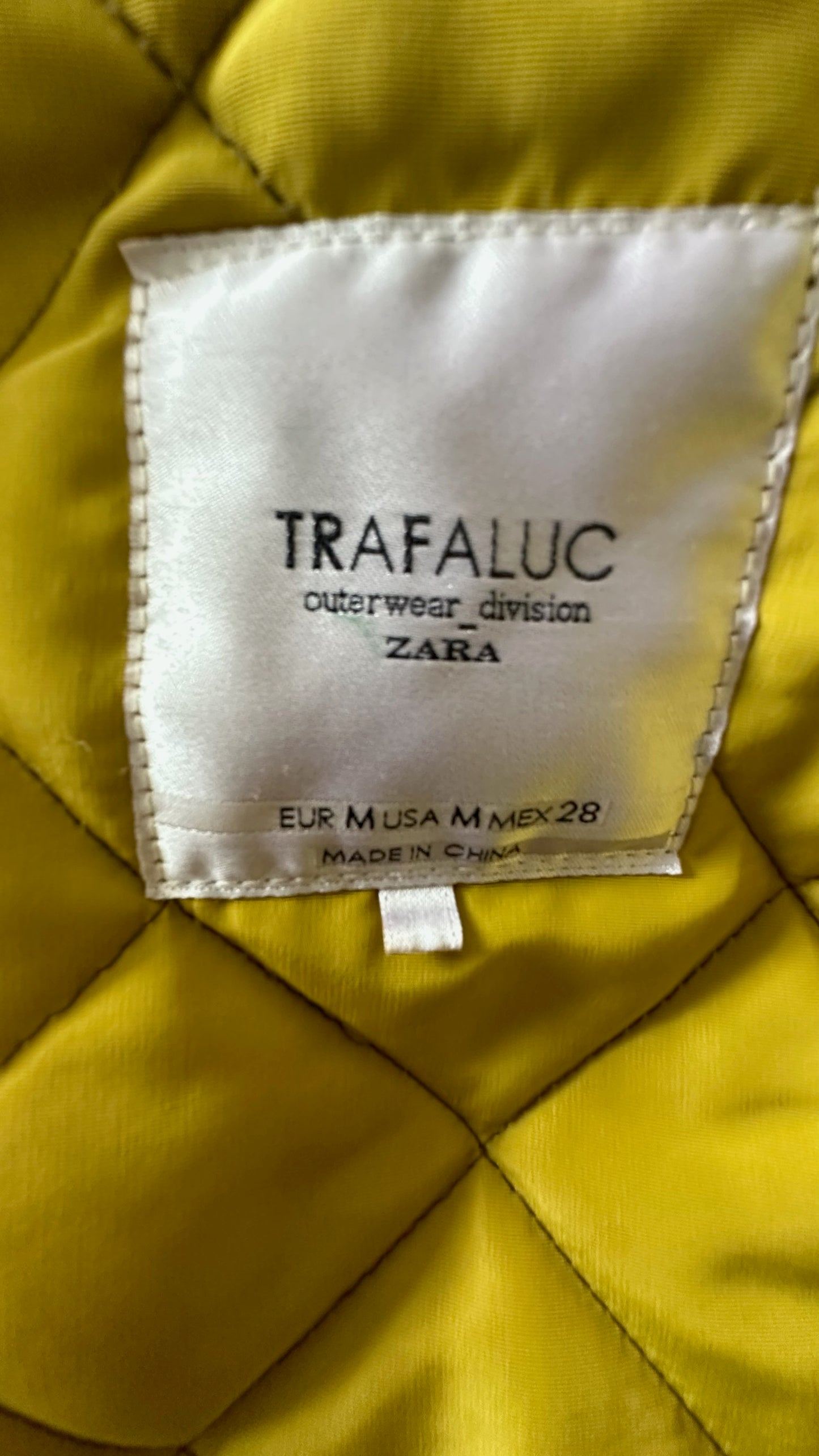 Zara olive green khaki quilted coat jacket medium UK 10 vgc w25