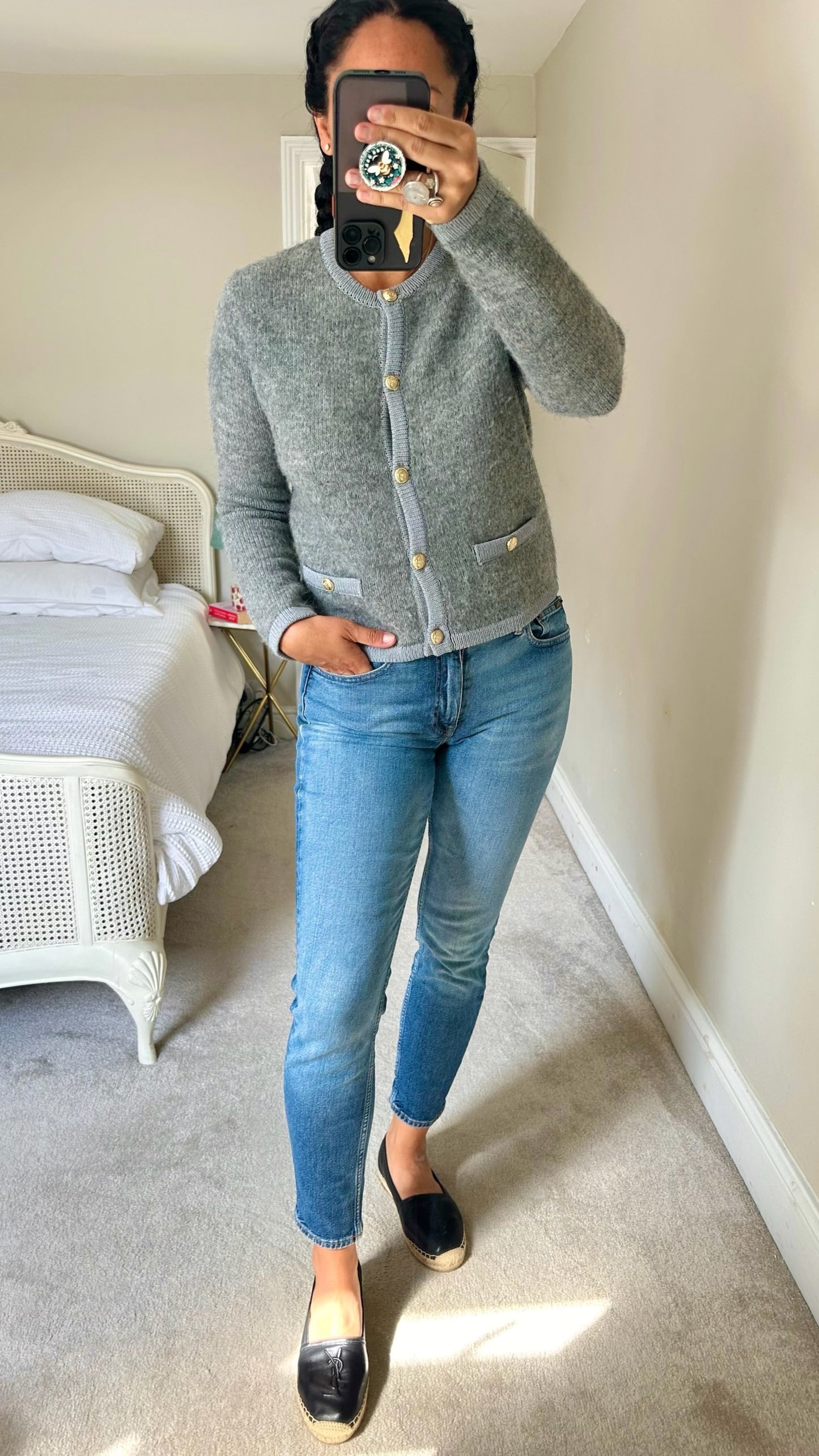 Albaray gray alpaca wool blend cardigan small UK 8-10 vgc w25