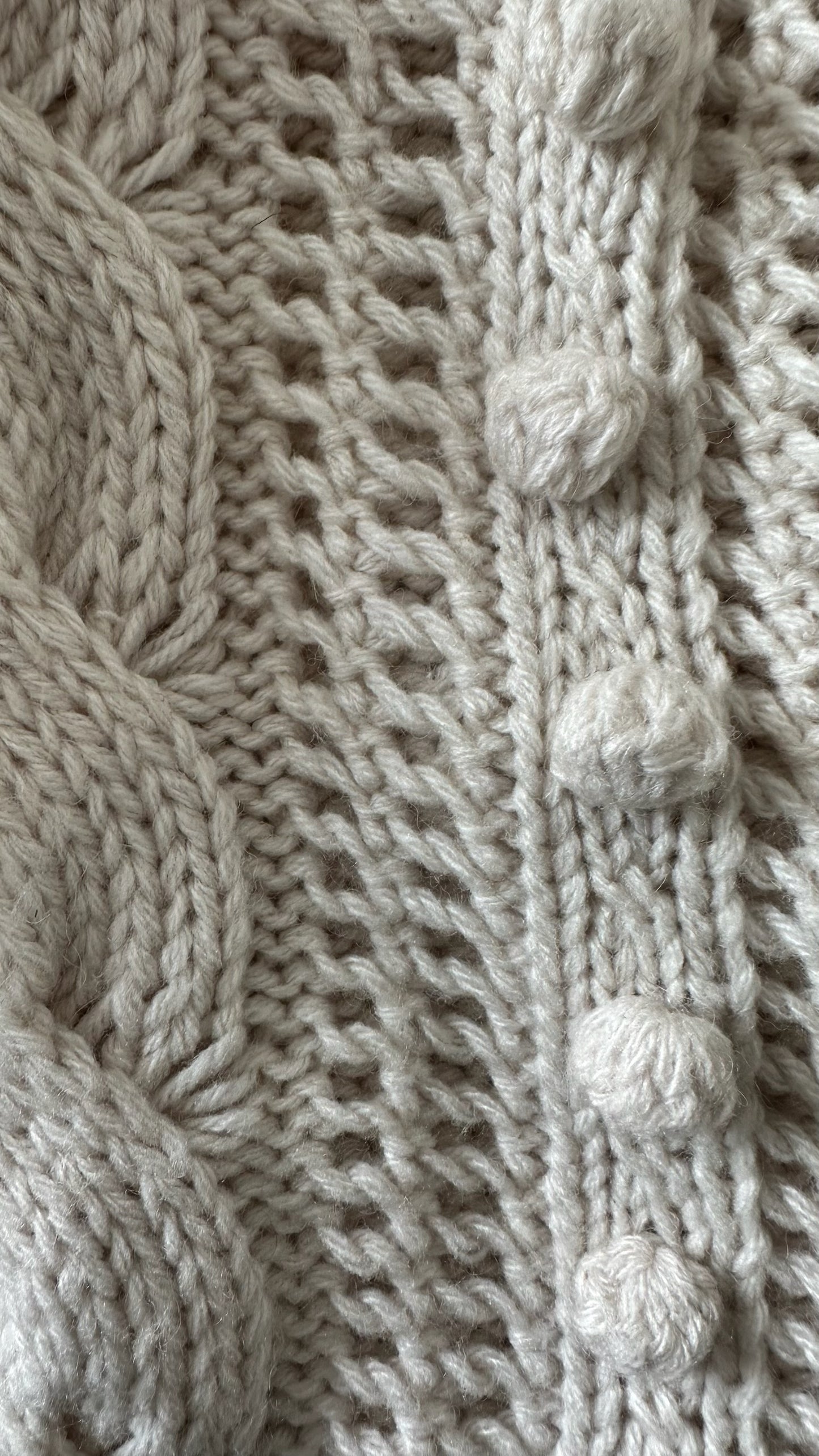 Farmer heritage white cream wool blend knitted bobble front jumper large UK 12 vgc w25