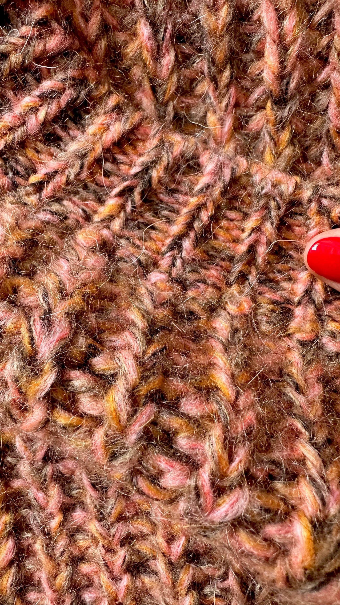 Second Female burnt orange chunky knit pink mohair blend knitted jumper large UK 12 vgc w25