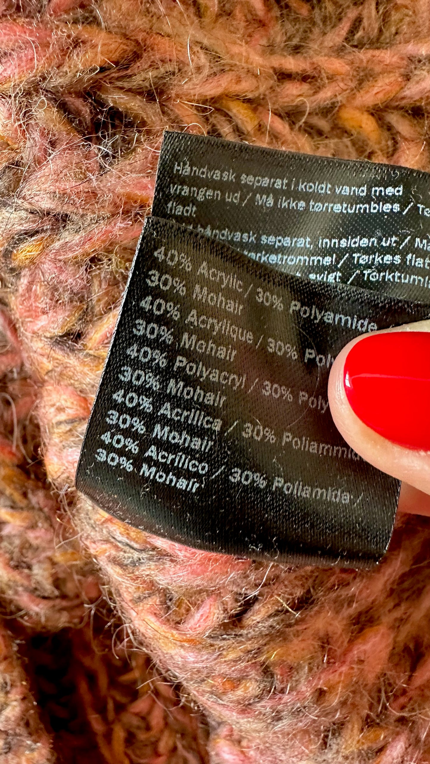Second Female burnt orange chunky knit pink mohair blend knitted jumper large UK 12 vgc w25