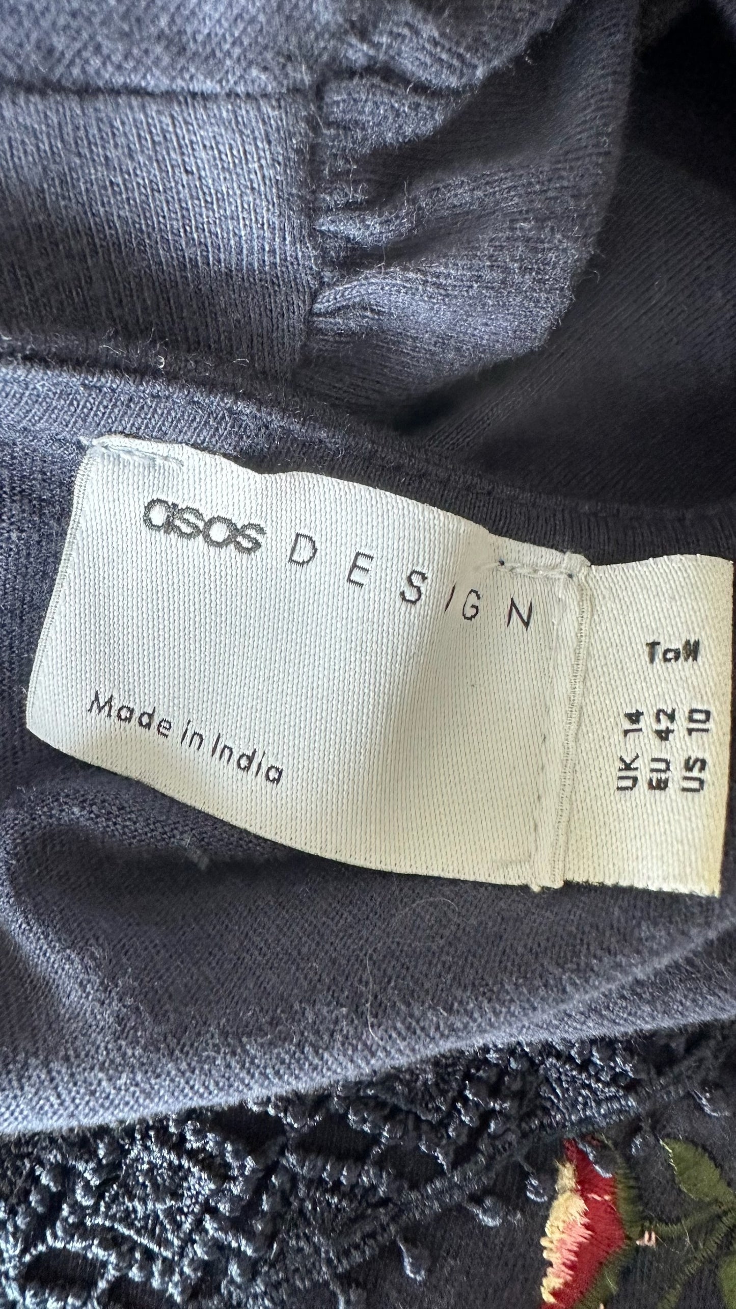 ASOS navy blue prairie midi long dress extra large UK 14 vgc w25