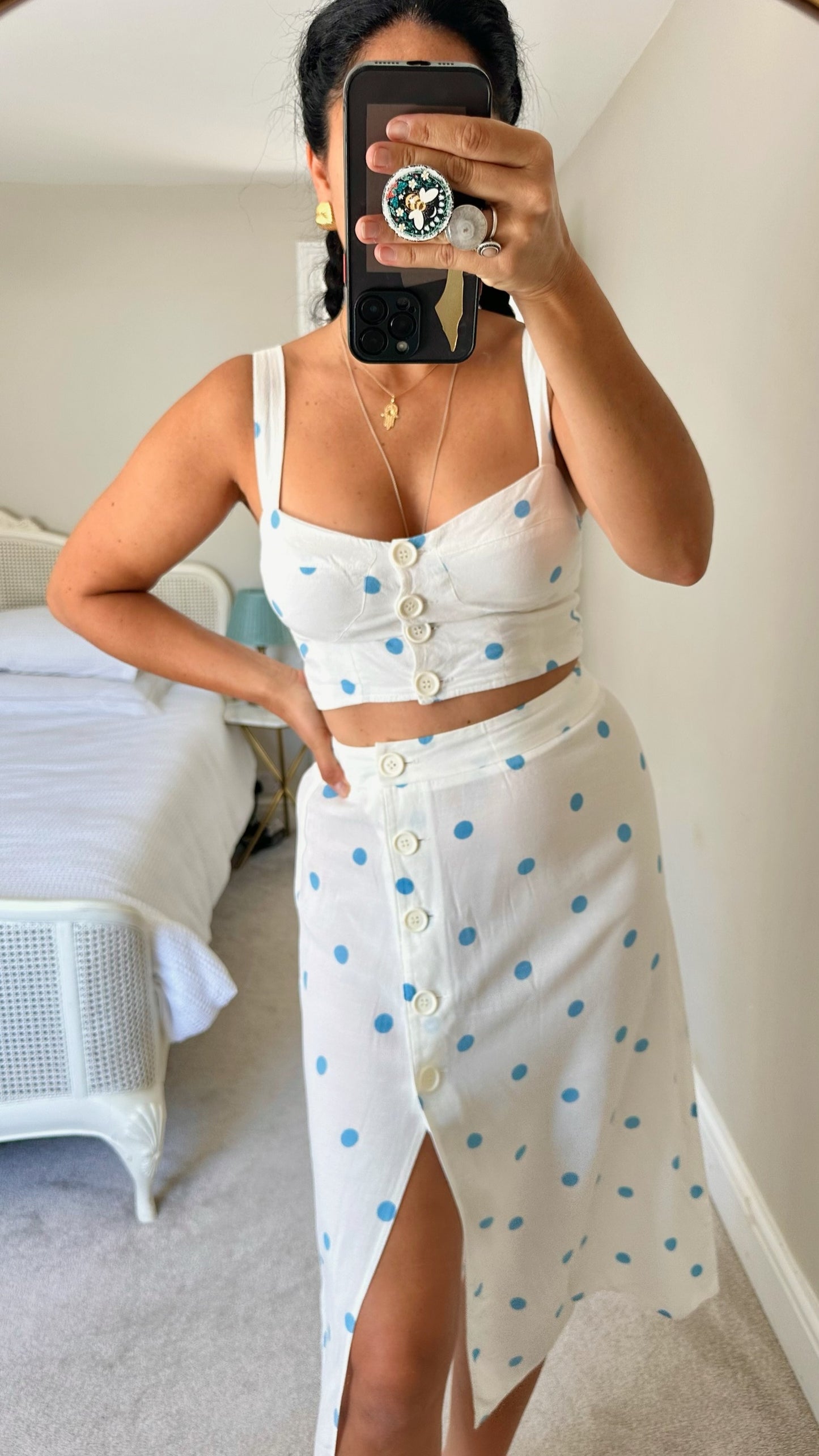Nobody's child white light blue button up co-ord two piece small UK 8 vgc