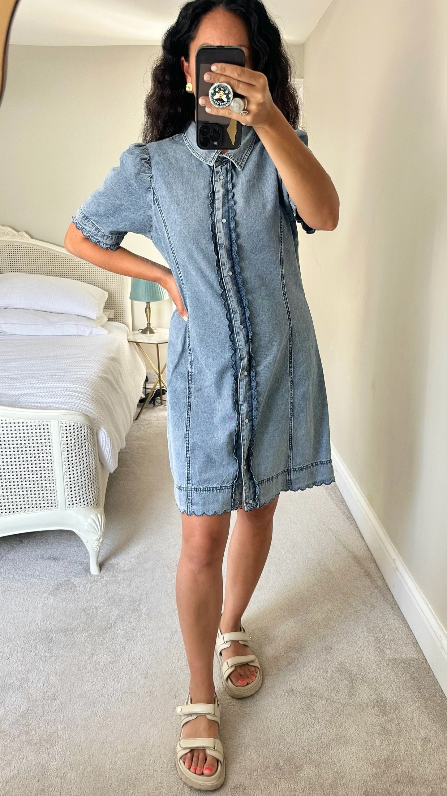 Oasis denim button up midi length dress extra large UK 14 vgc