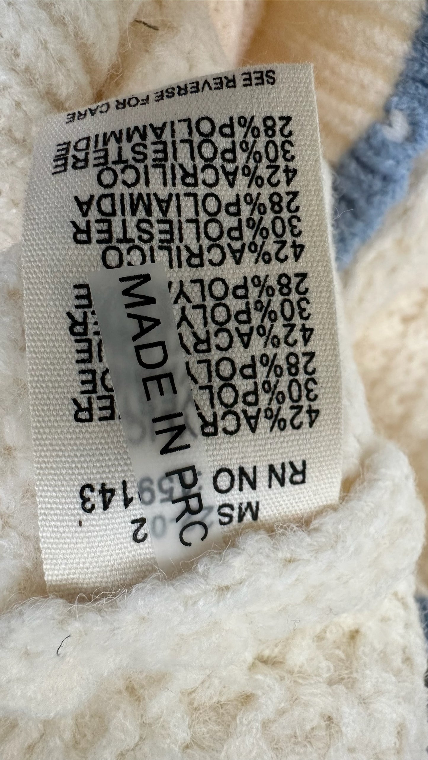 FRNCH cream blue vintage look knitted jumper medium UK 10 bnwt w25