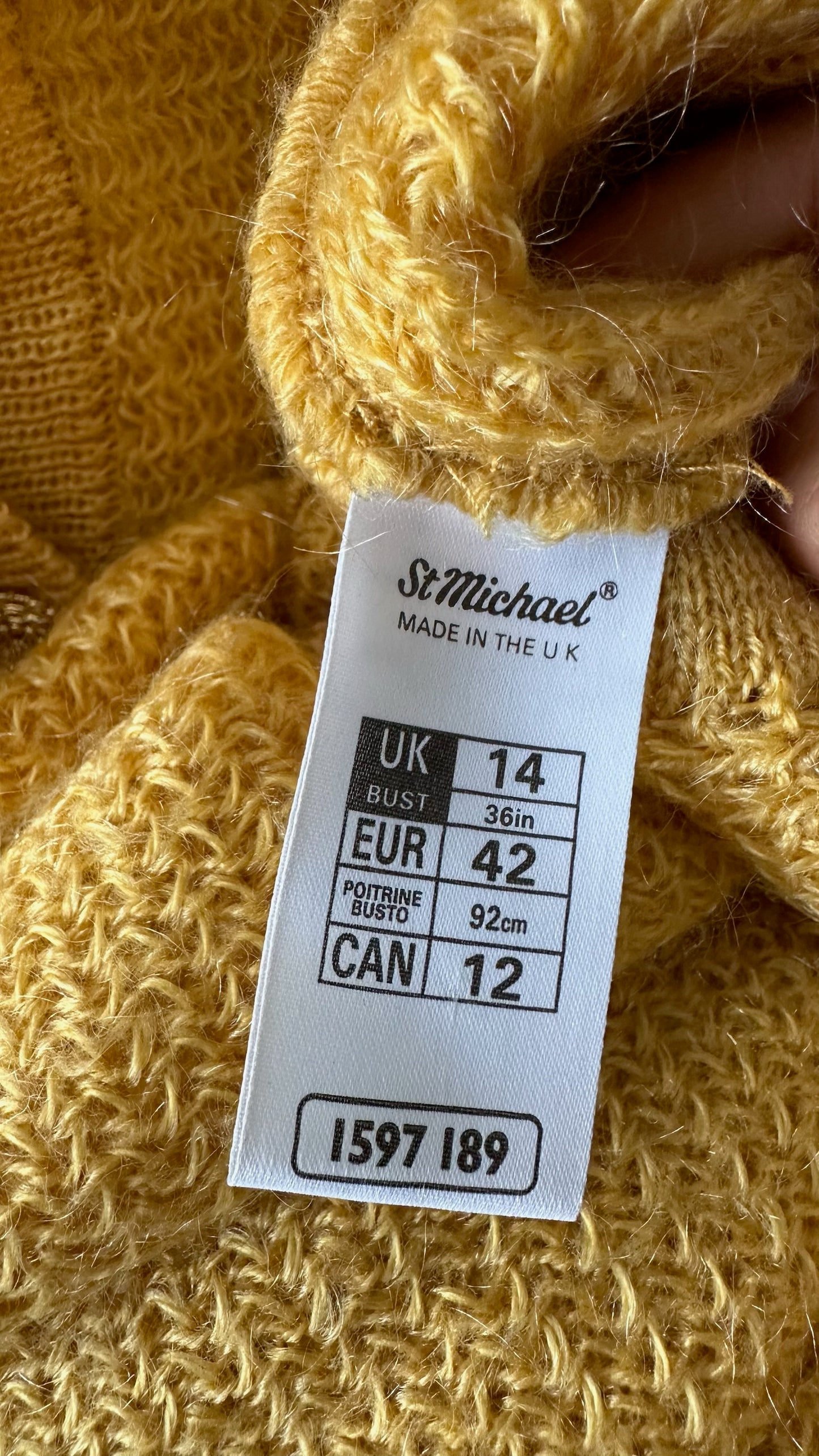 Marks & Spencer vintage mustard yellow mohair blend cardigan dress large UK 12 vgc w25