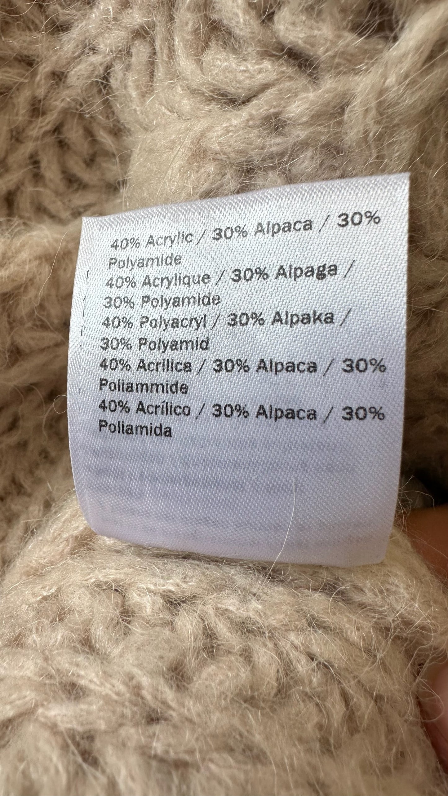 Second female cream chunky knit roll neck alpaca wool blend vest top jumper large UK 14 nwot w25