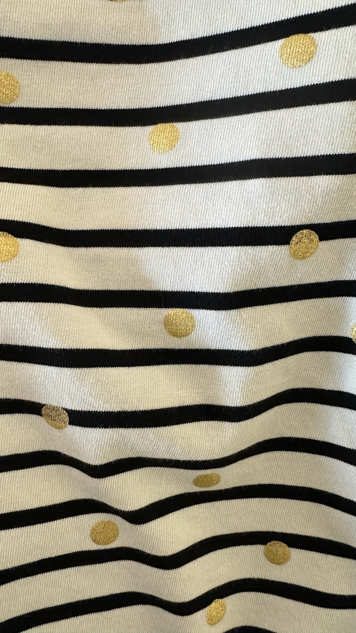 Boden black white polka dot gold stripe t-shirt top large UK 14-16 vgc w25