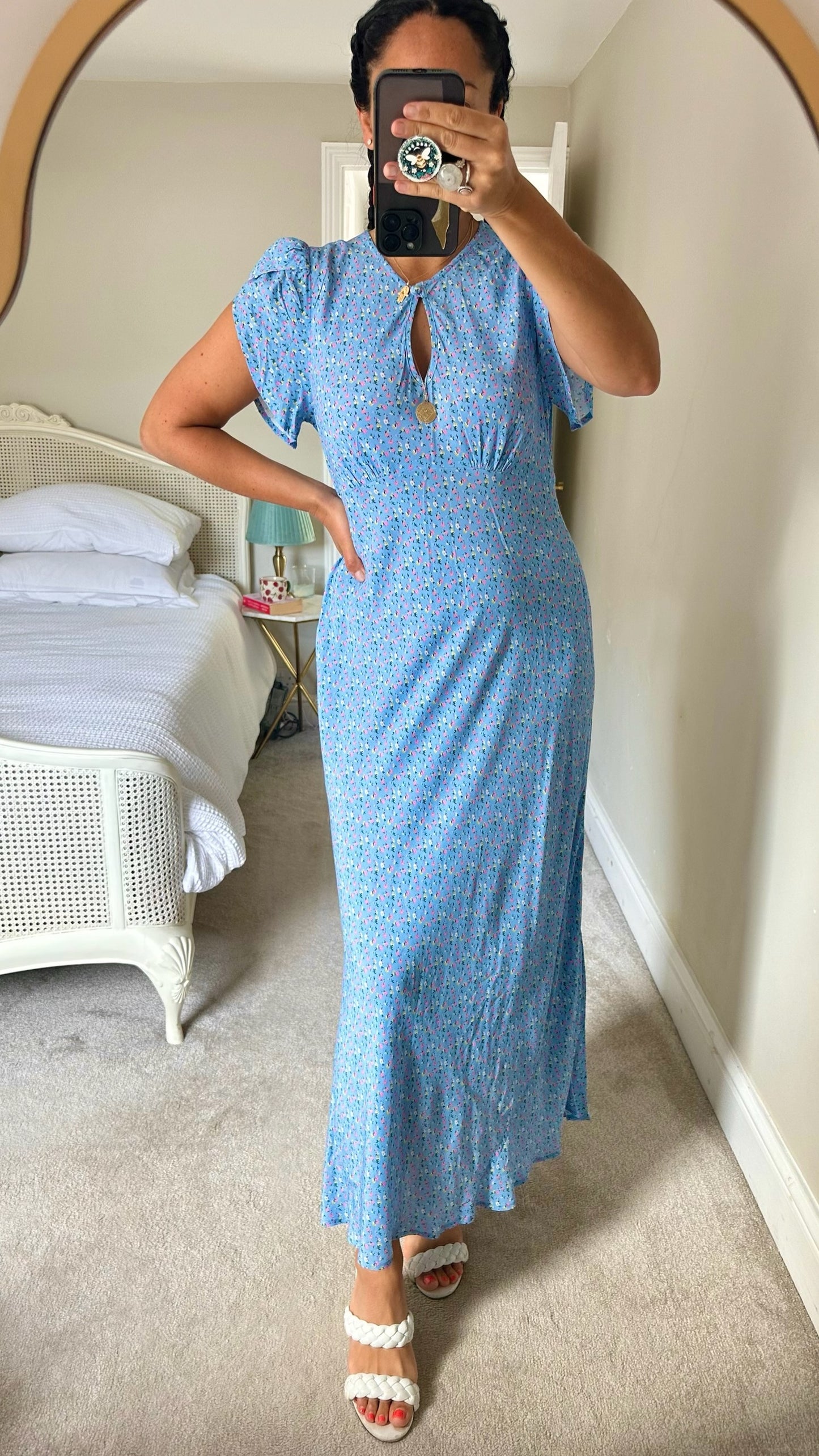 Ghost light blue wedding guest dress medium UK 10-12 vgc
