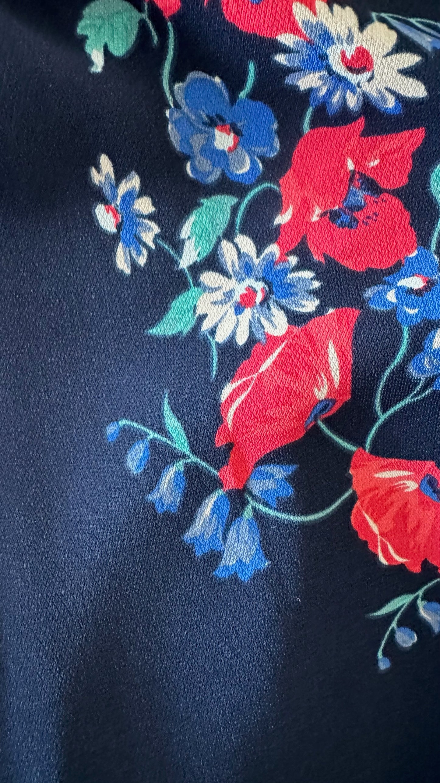 Warehouse navy blue red floral mini dress large UK 12 vgc w25