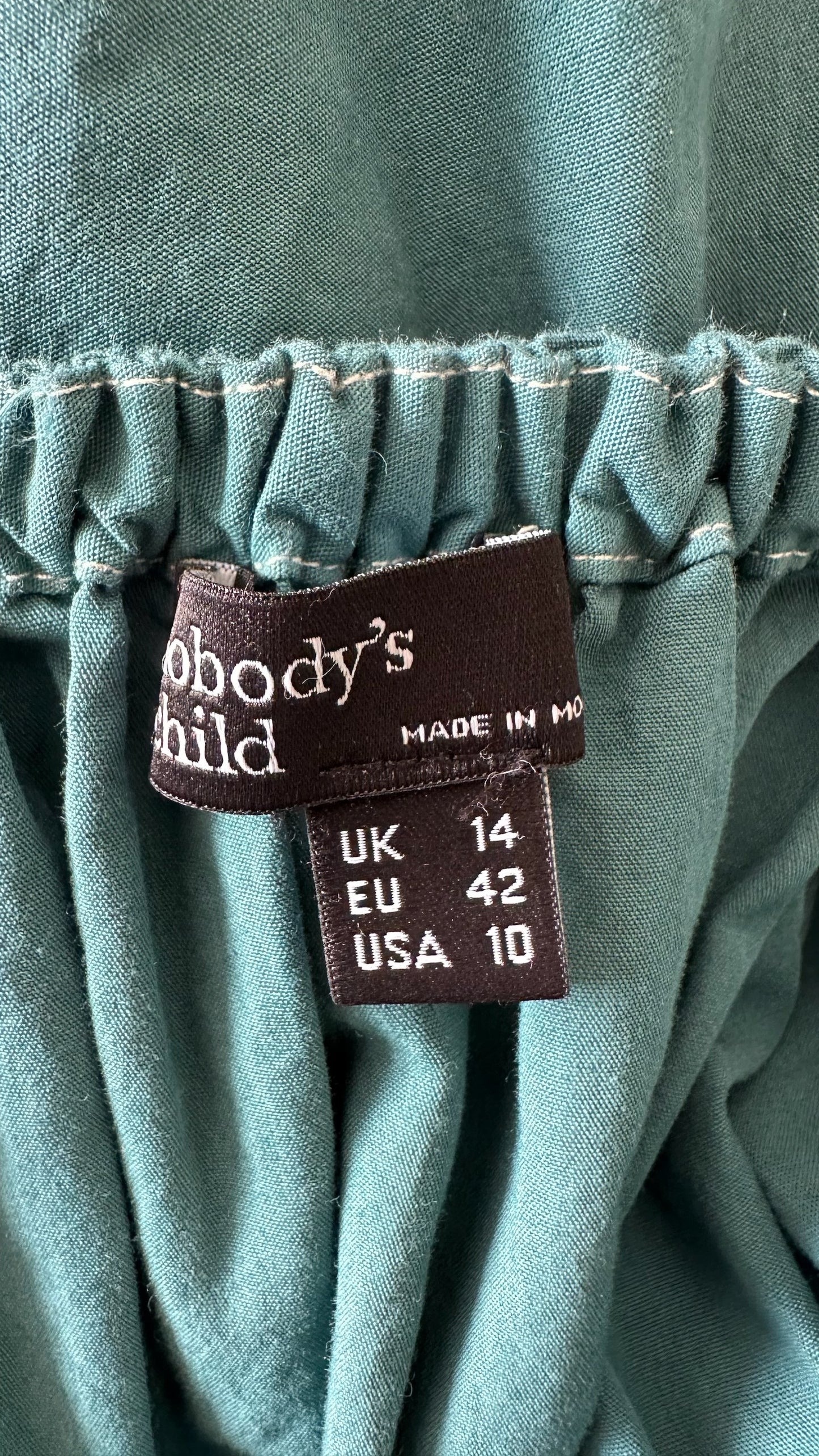 Nobody's child teal blue shirred bust long midi dress extra large UK 14 vgc w25
