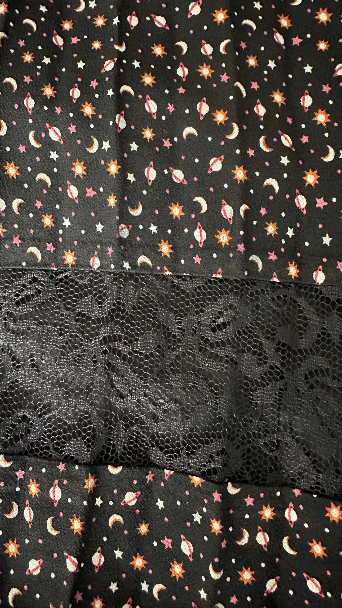 Oliver bonas celestial print planets moon stars pleated midi skirt medium UK 10-12 vgc w25