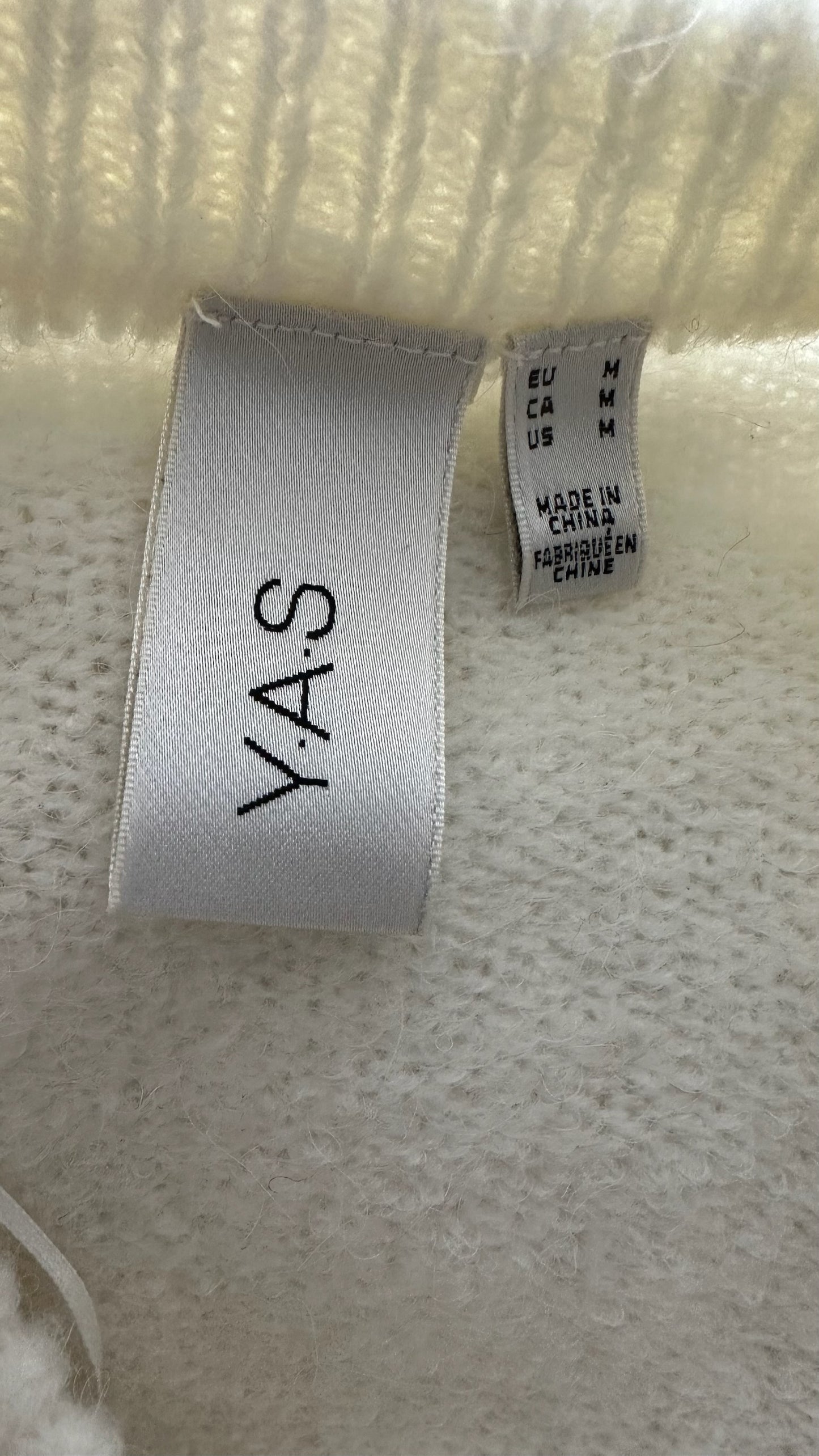 YAS cream white wool blend knitted jumper three quarter 3/4 length large UK 12 vgc w25