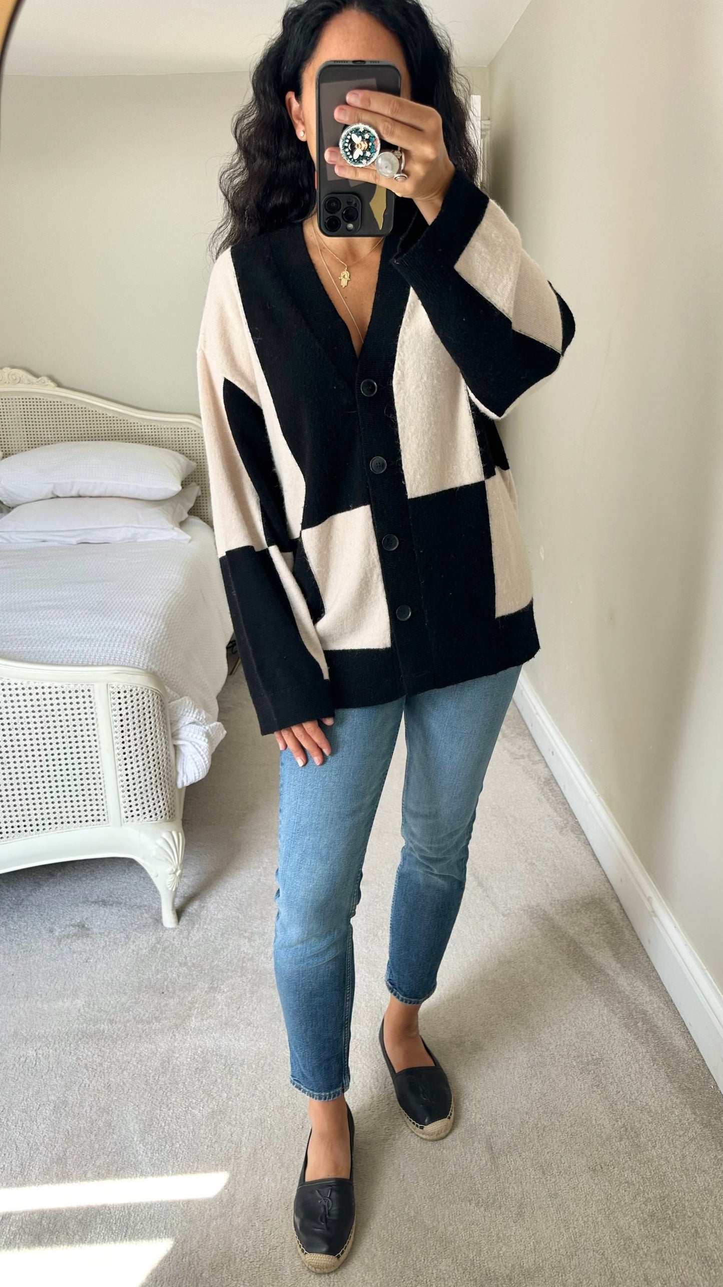 & other stories black white color block oversized cardigan medium UK 10-12 vgc w25