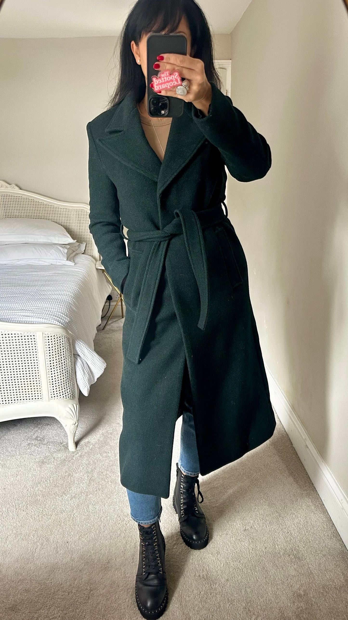& other stories dark forest green wool blend coat small UK 8 vgc