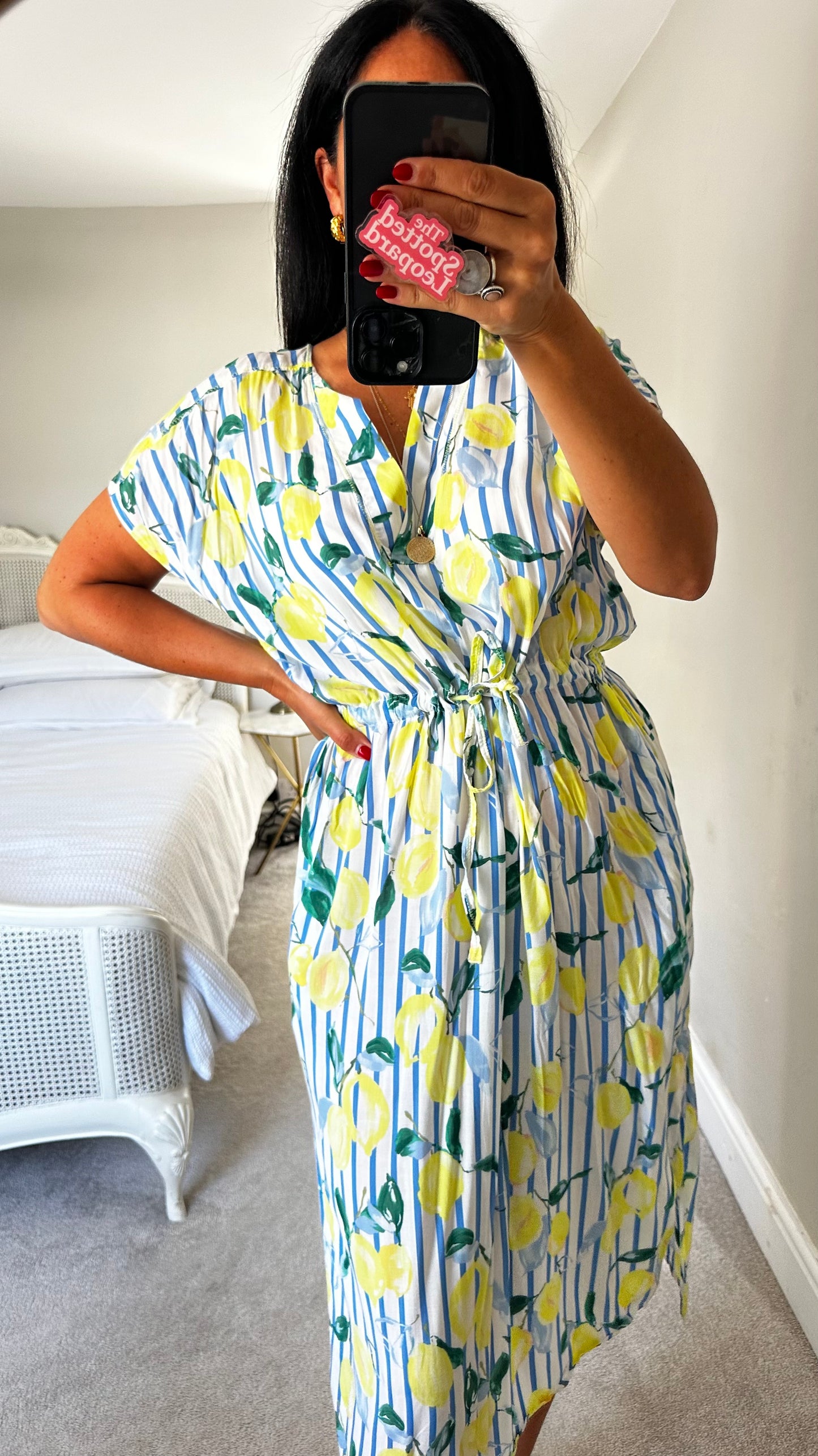 Joules lemon blue printed fruit tunic dress medium UK 12-14 vgc