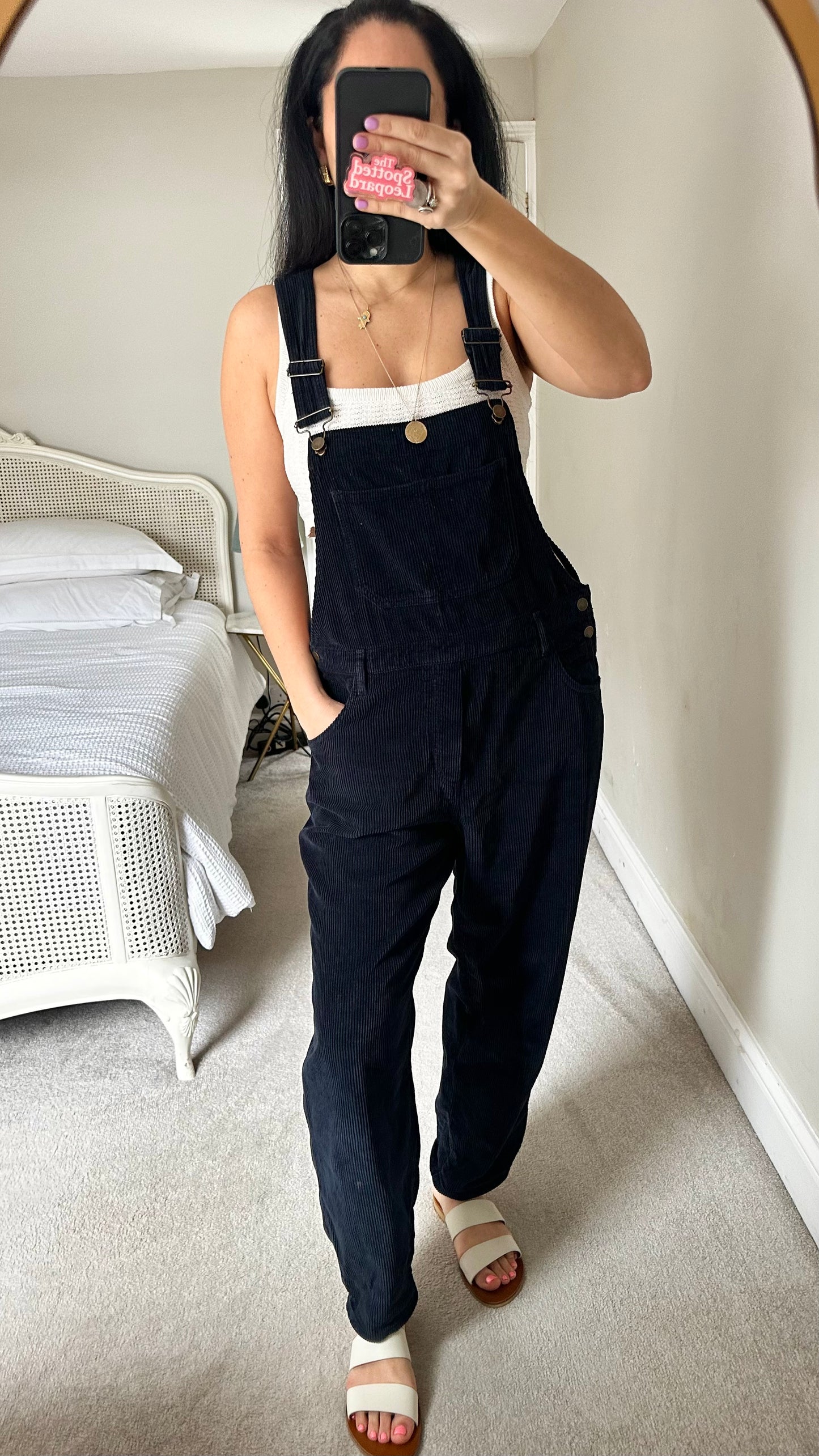 HUSH navy blue black corduroy dungarees jumpsuit trousers medium UK 14 vgc