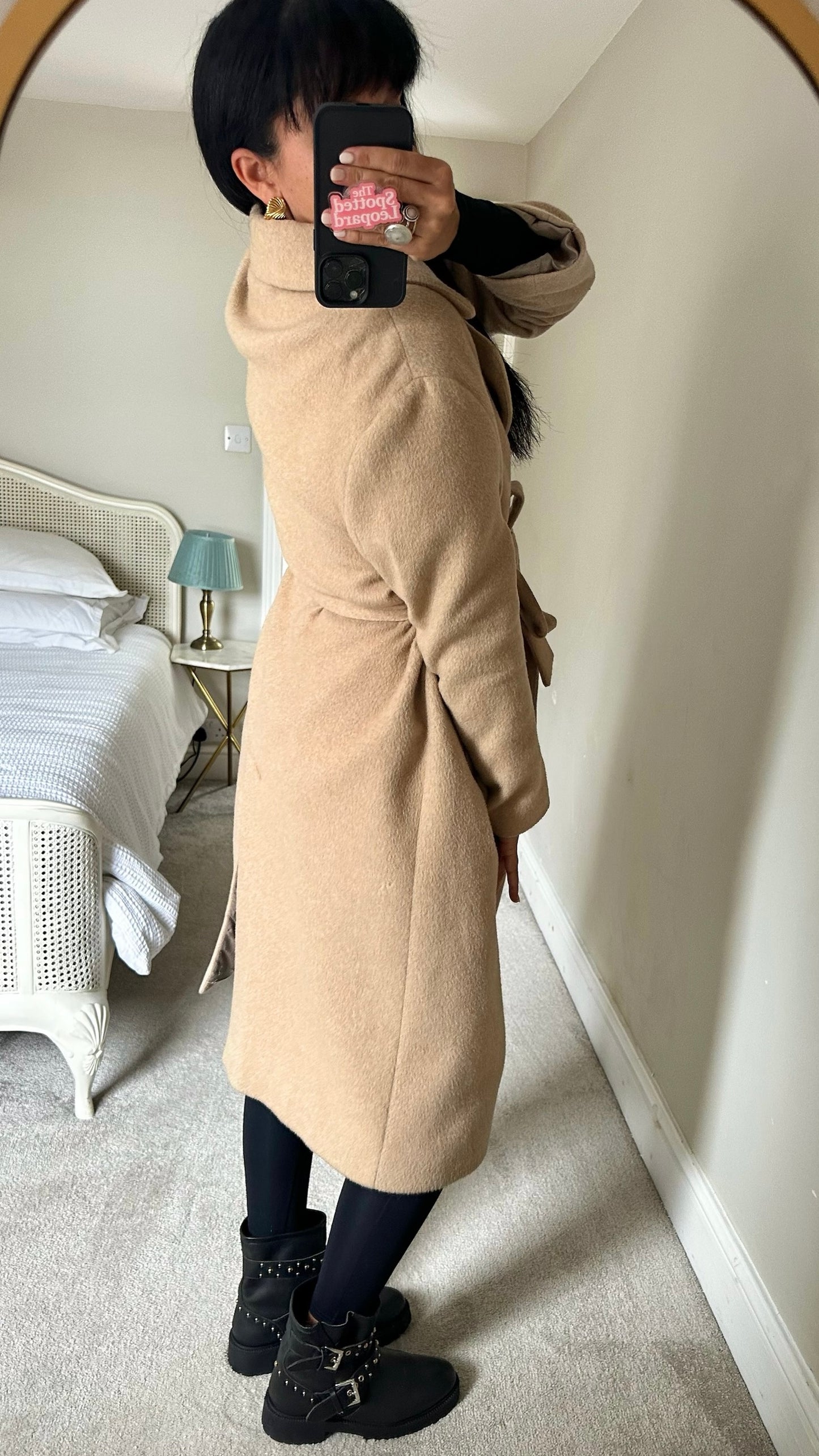 & Other stories beige camel cream wool blend alpaca long coat extra large XL UK 14