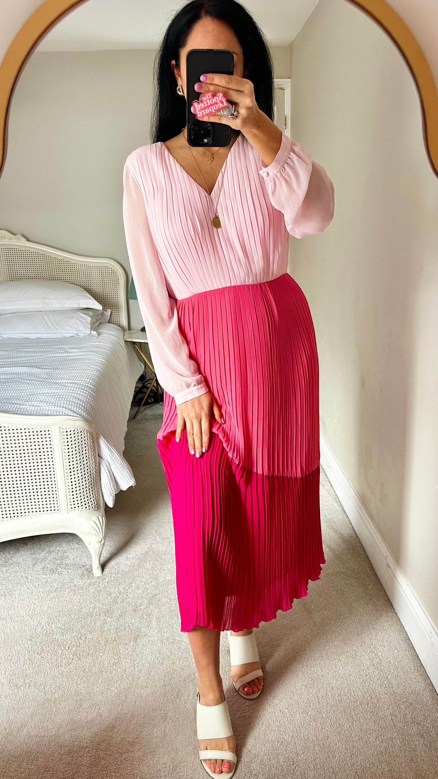 Warehouse rose dark pink pleated midi wedding guest event dress medium UK 12 vgc