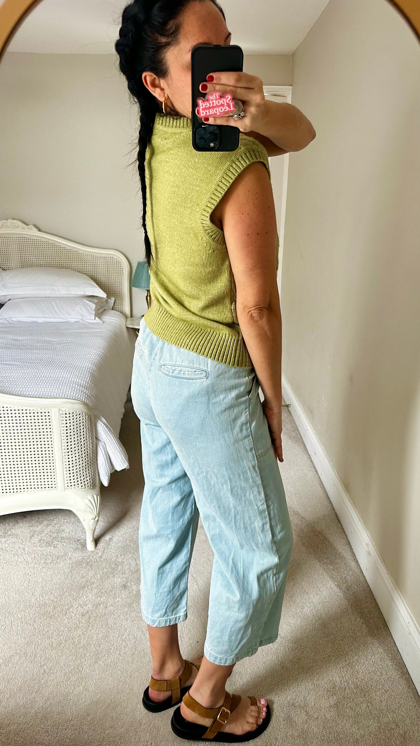 Marks & Spencer M&S sage green knitted vest top tank small UK 10 vgc