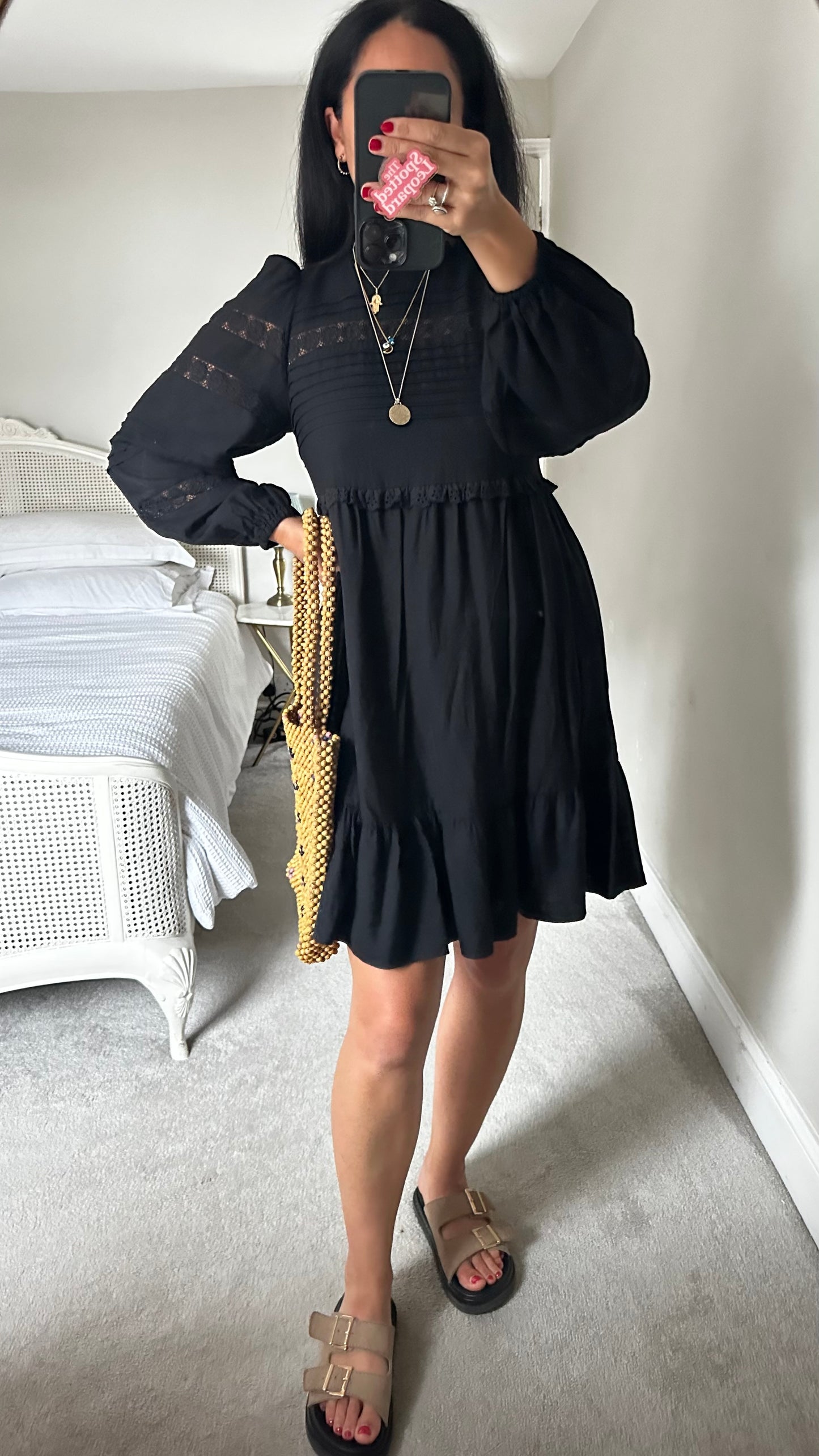 & other stories black boho lace dress small UK 10 vgc