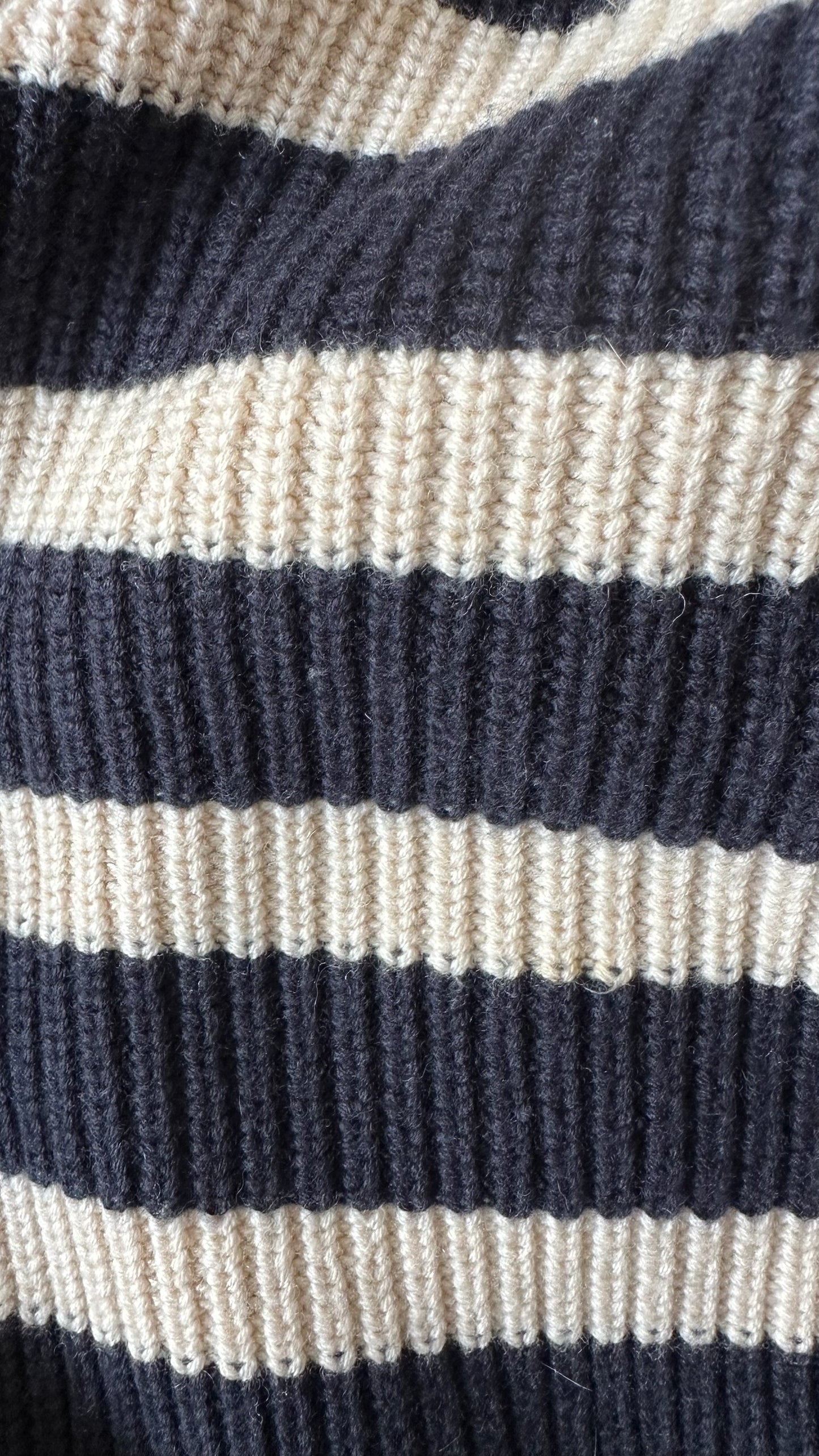 & other stories navy blue beige stripe knitted jumper large UK 12 vgc w25