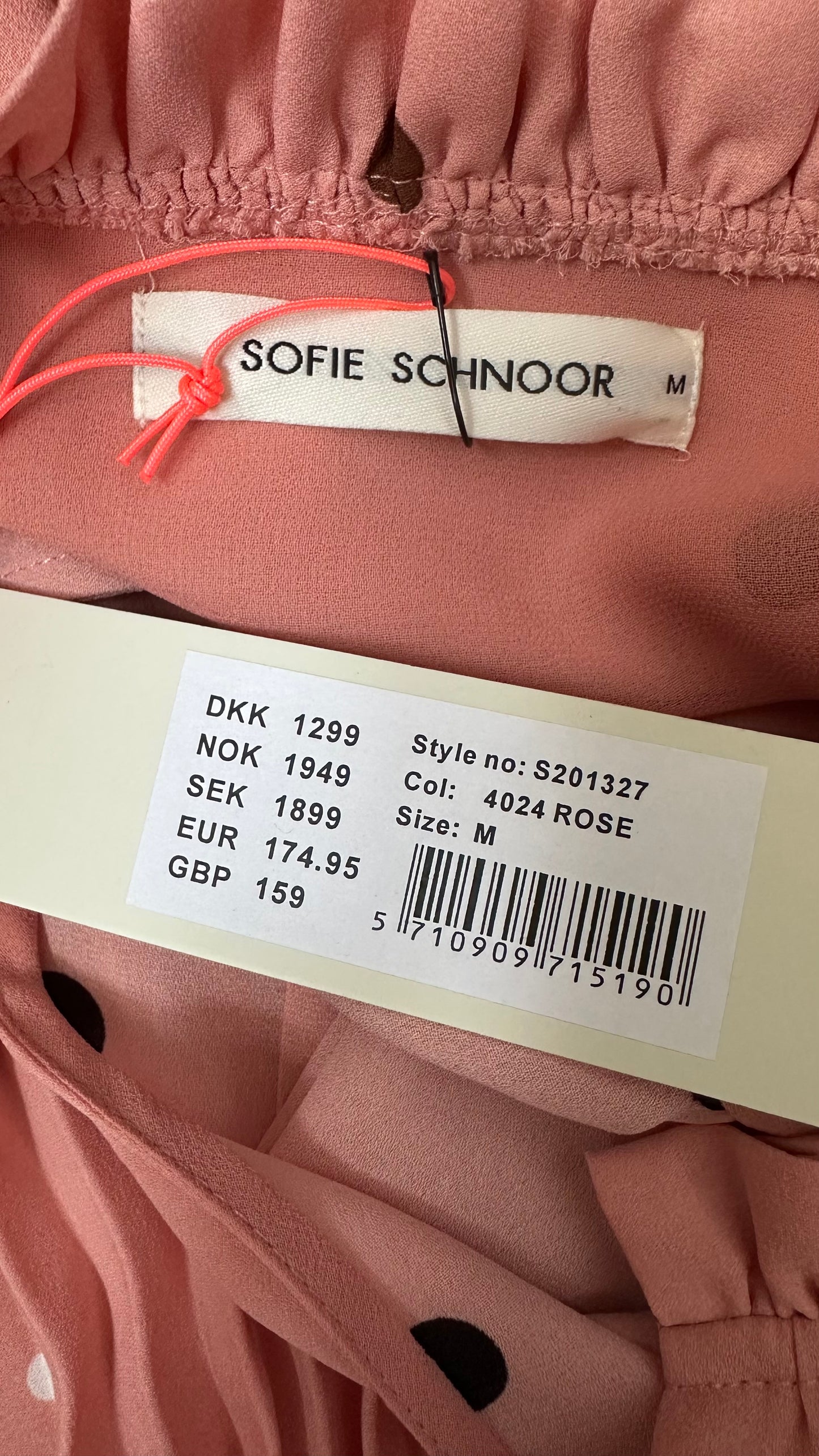 Sofie Schnoor pink pleated midi even polka dot dress small/ medium UK 10 vgc