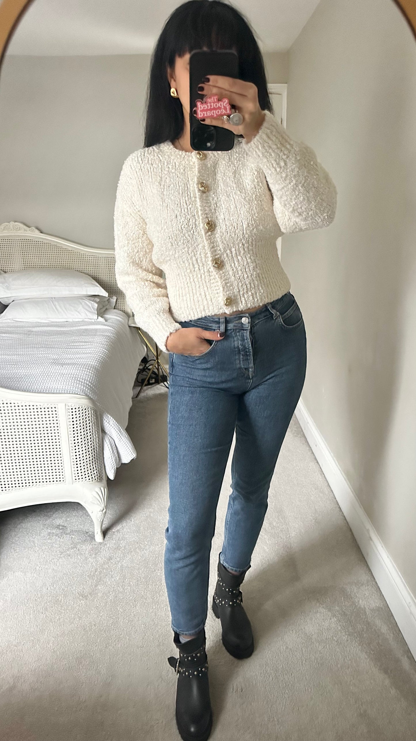 & other stories cream white wool blend knitted cardigan jumper small UK 8 vgc