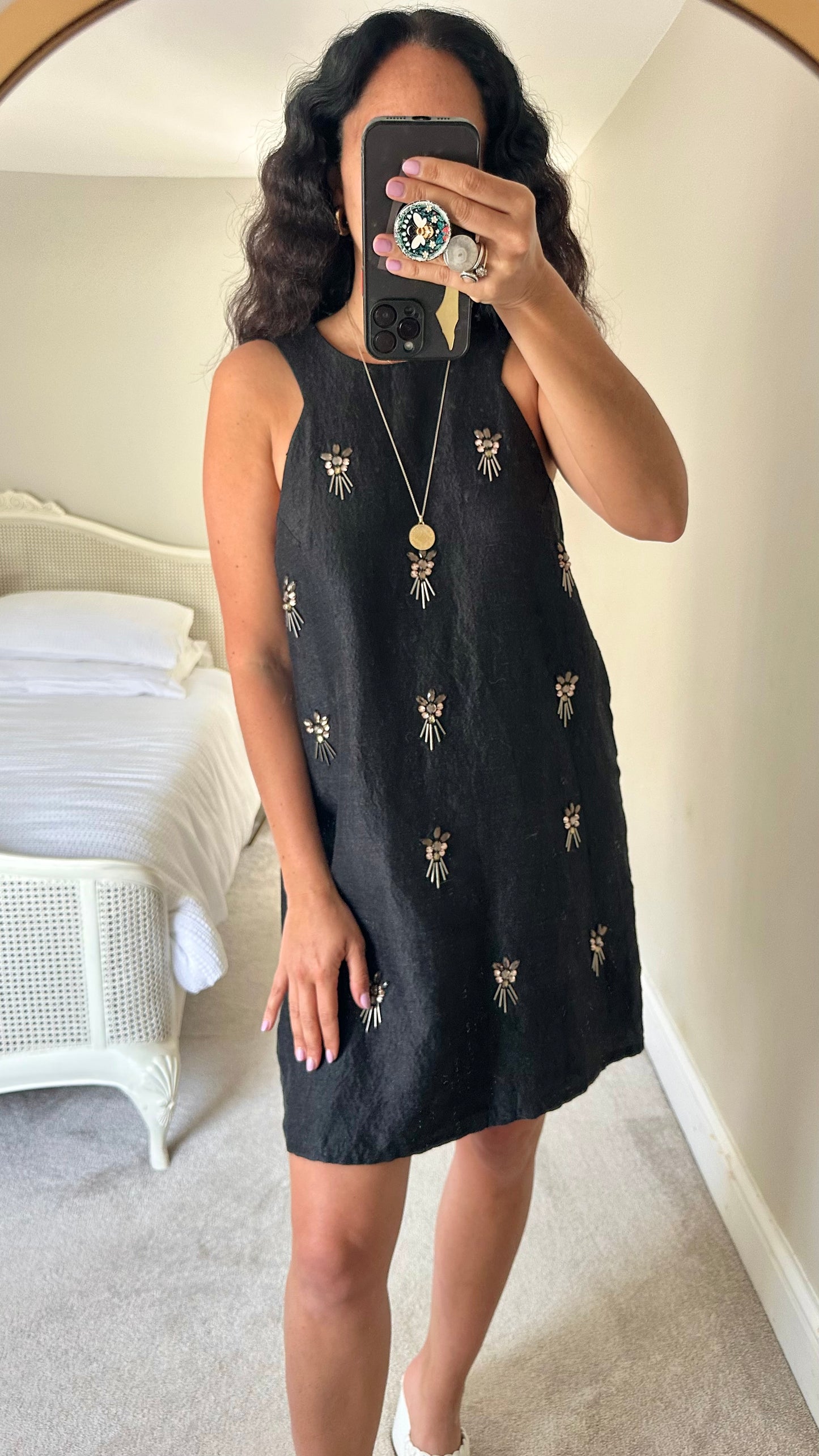 Topshop black embellished mini event dress extra large UK 12 14 vgc