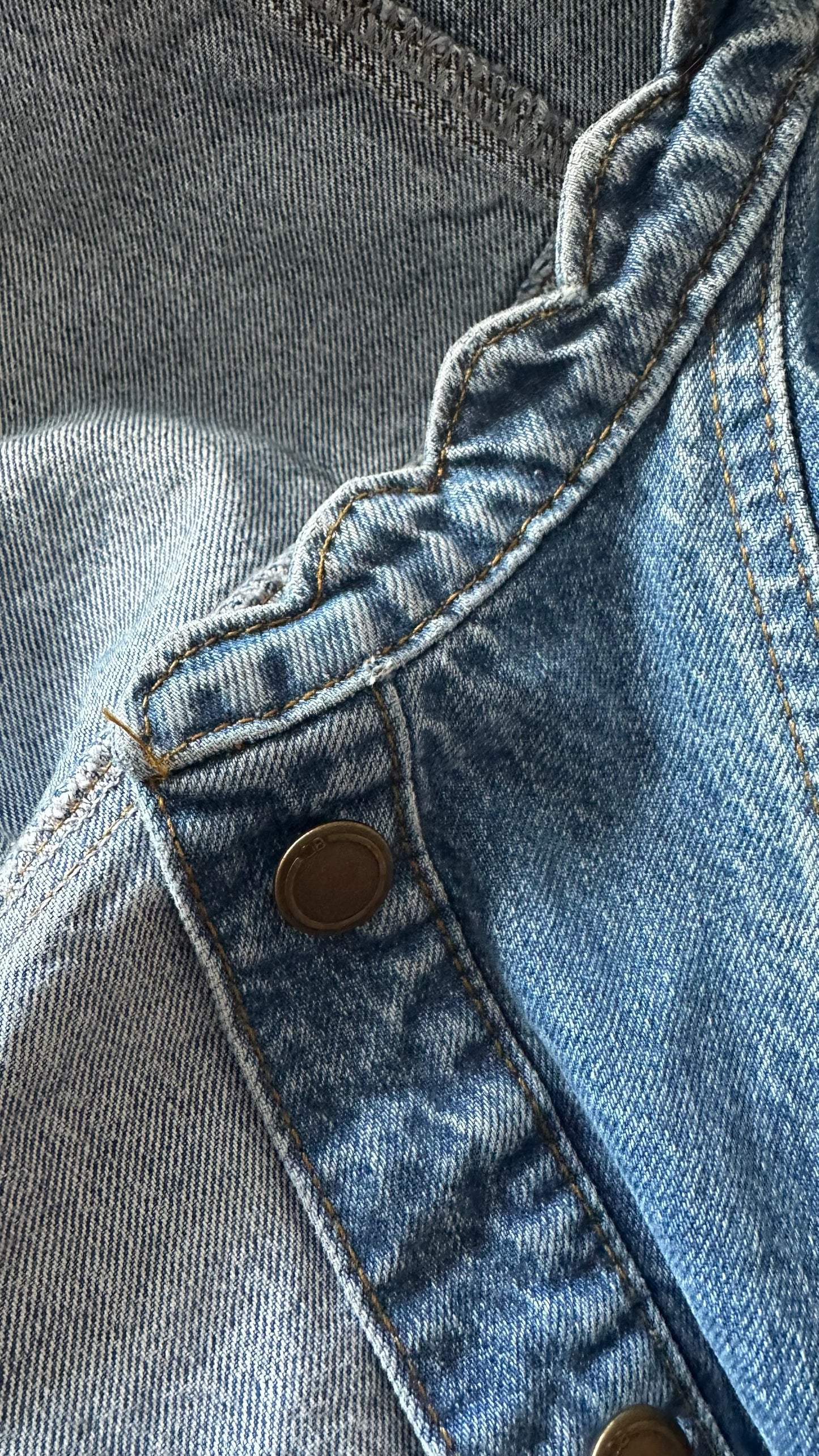 Oliver bonas blue denim button up waistcoat top medium UK 12 vgc