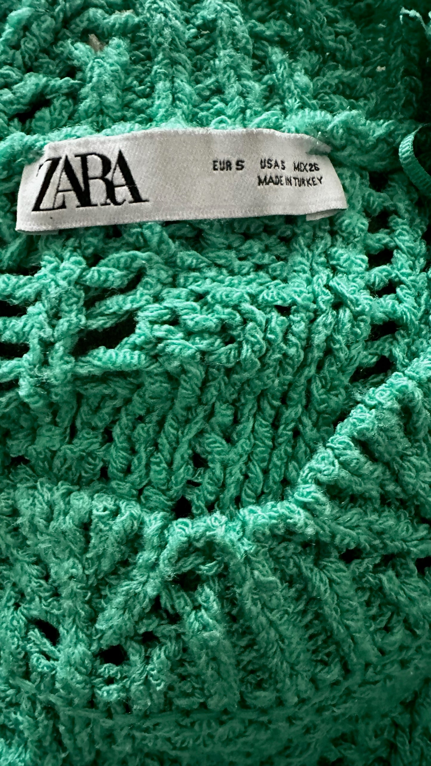 Zara bright green crochet bobble knitted jumper small UK 8-10 vgc