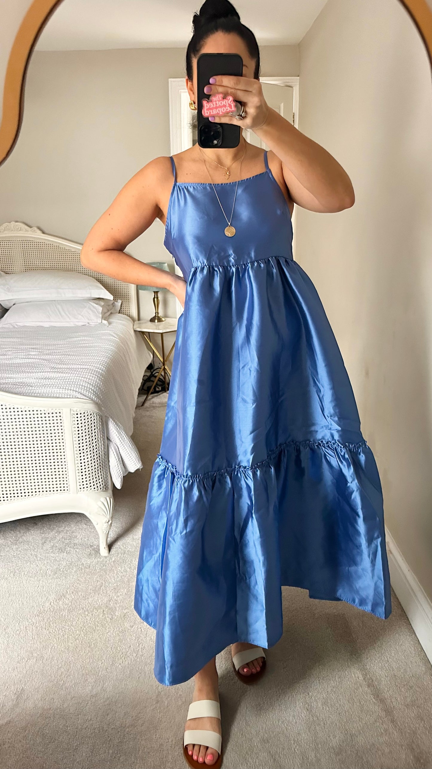 YAS royal blue taffeta satin style tiered maxi dress medium UK 10-12 vgc event