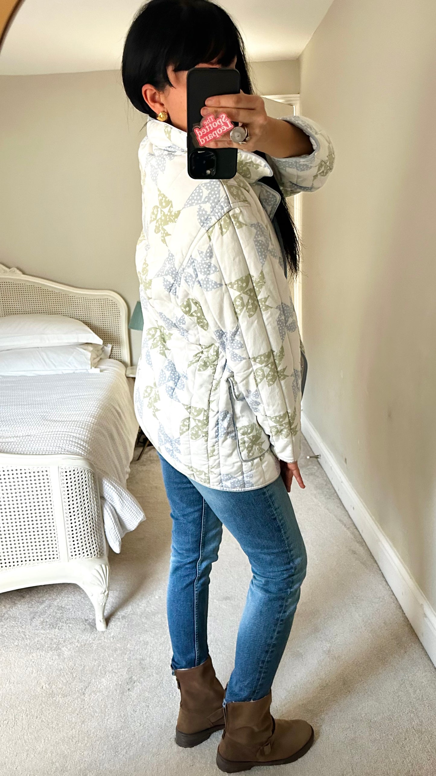 & other stories light blue white quilted jacket coat small UK 8 10 vgc