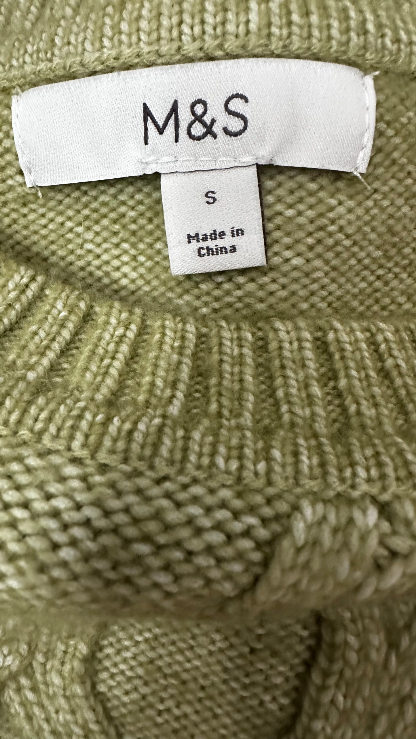 Marks & Spencer M&S sage green knitted vest top tank small UK 10 vgc