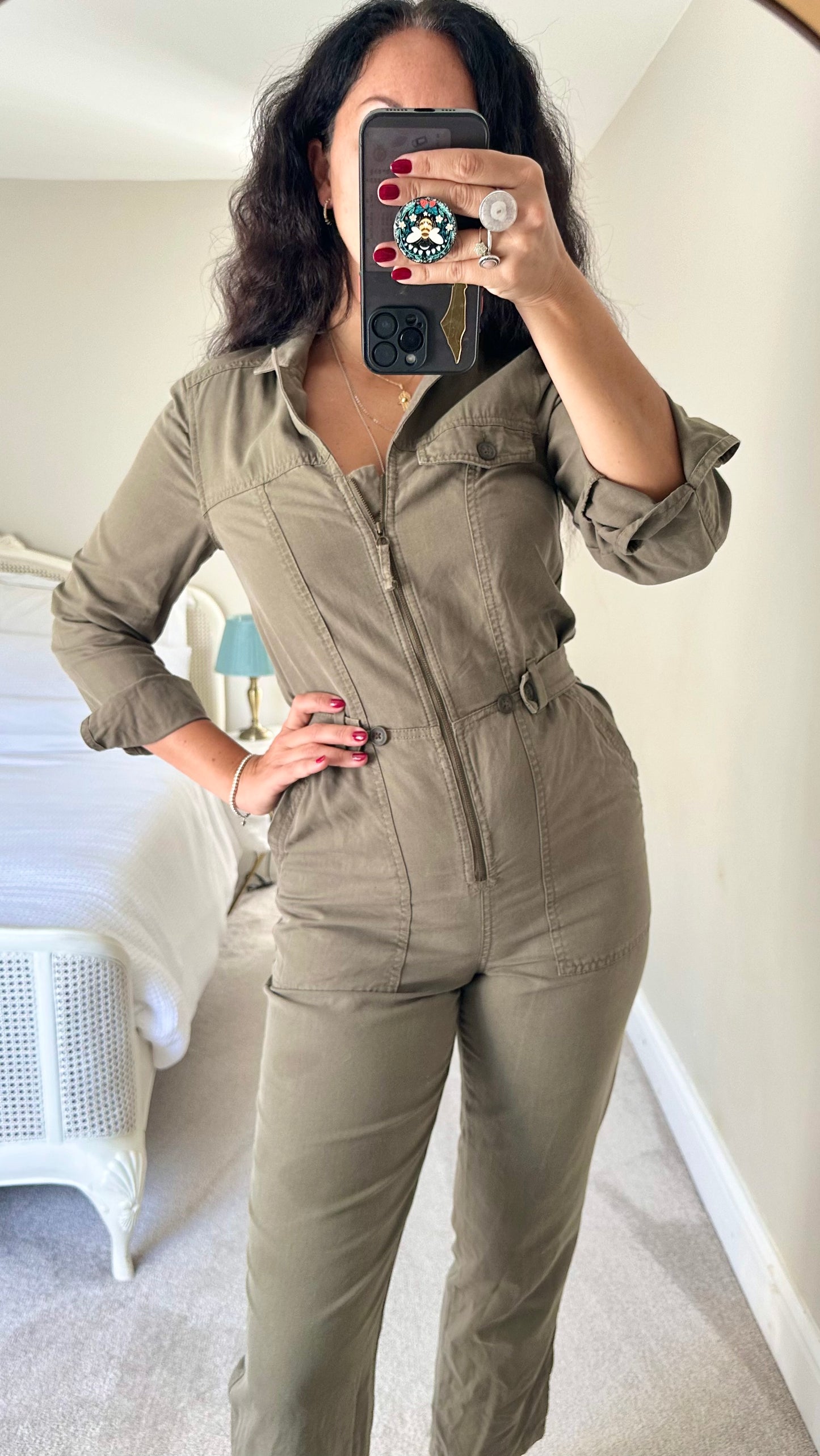 & other stories khaki green boiler suit jumpsuit small UK 8 vgc