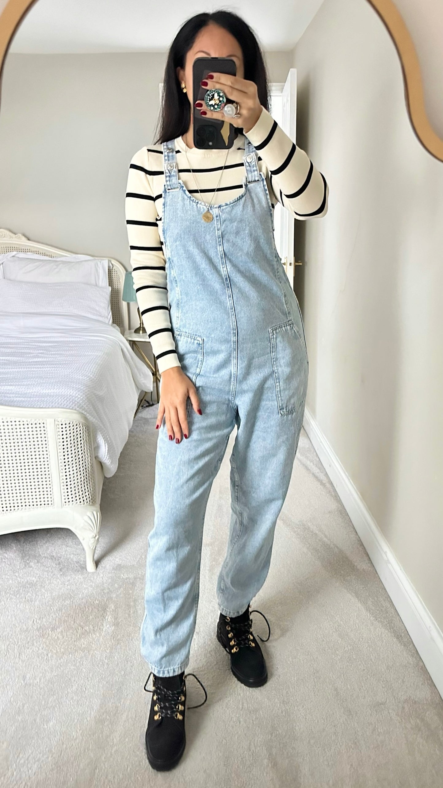 Zara light blue denim dungarees medium M UK 10 vgc