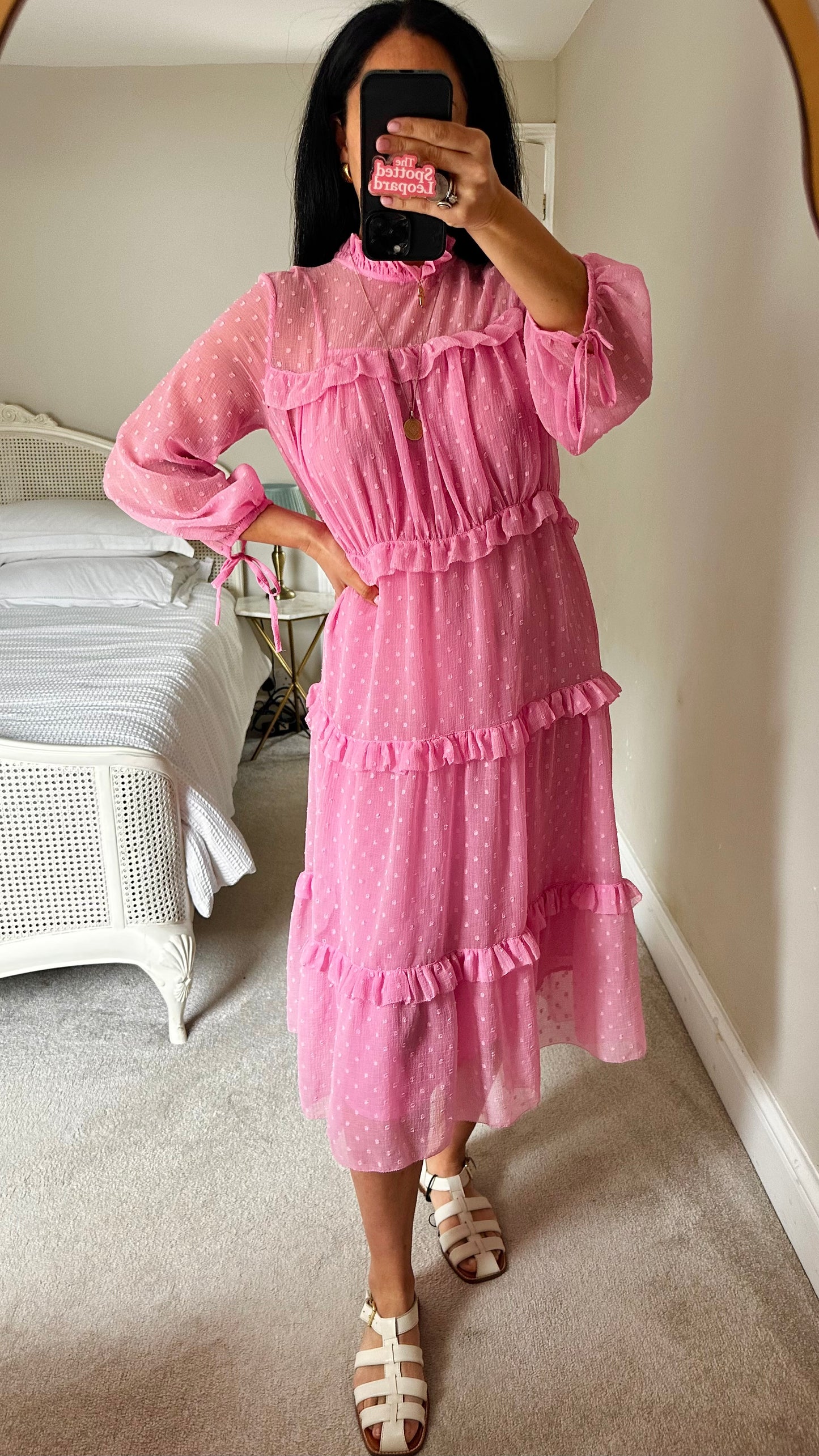 Topshop rose cand pink tiered maxi long killing eve dress small UK 10 vgc