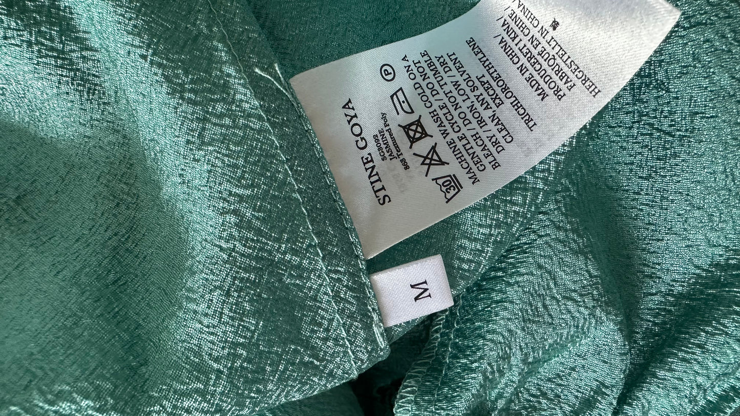 Stine Goya turquoise metallic shimmer tiered mini event dress medium UK 12 vgc